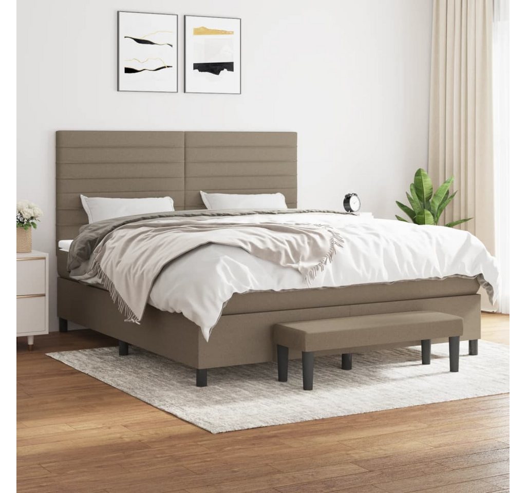 vidaXL Boxspringbett, Boxspringbett mit Matratze Taupe 160x200 cm Stoff günstig online kaufen