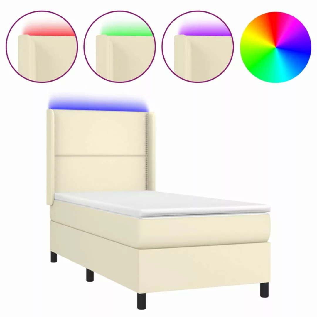 Vidaxl Boxspringbett Mit Matratze & Led Creme 90x200 Cm Kunstleder günstig online kaufen