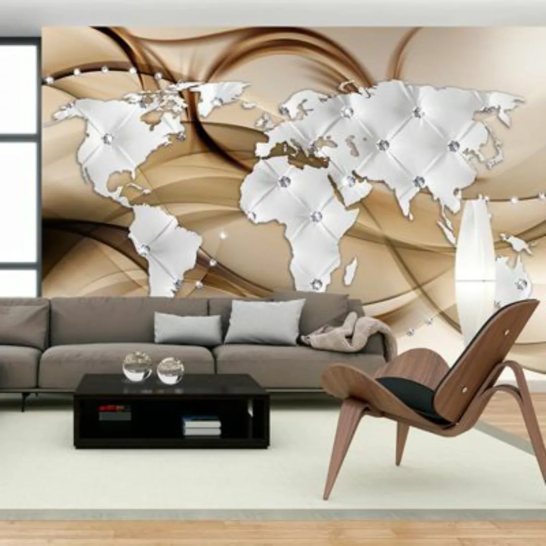 artgeist Fototapete World Map - White & Diamonds mehrfarbig Gr. 100 x 70 günstig online kaufen
