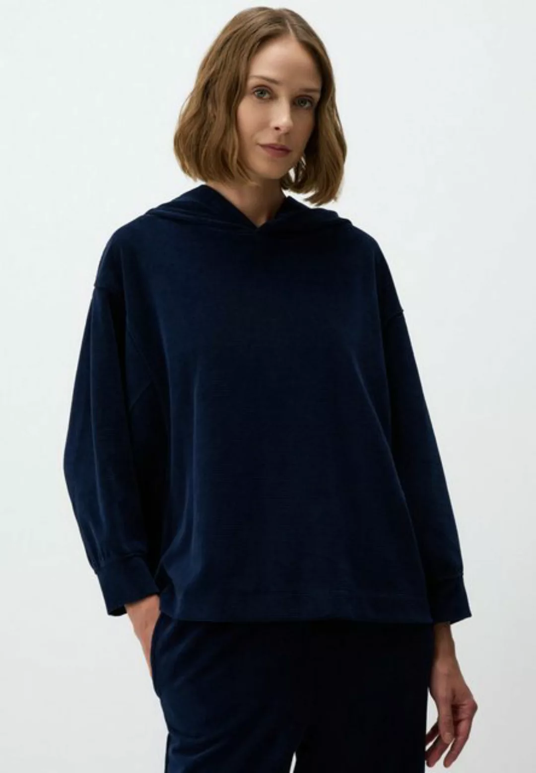 Jimmy Key Sweatshirt Marineblau Samt Oversized Hoodie günstig online kaufen