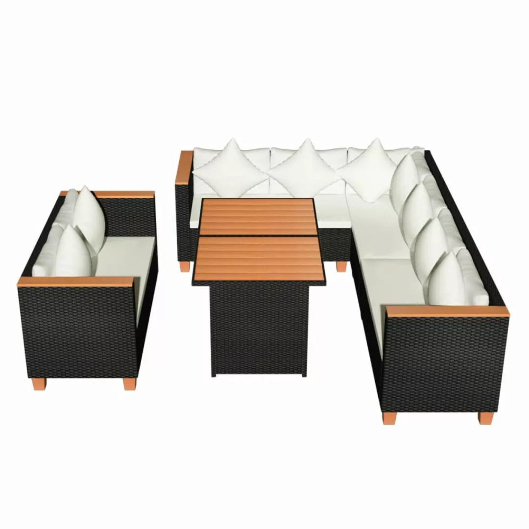 5-tlg. Garten-lounge-set Mit Auflagen Poly Rattan Schwarz günstig online kaufen