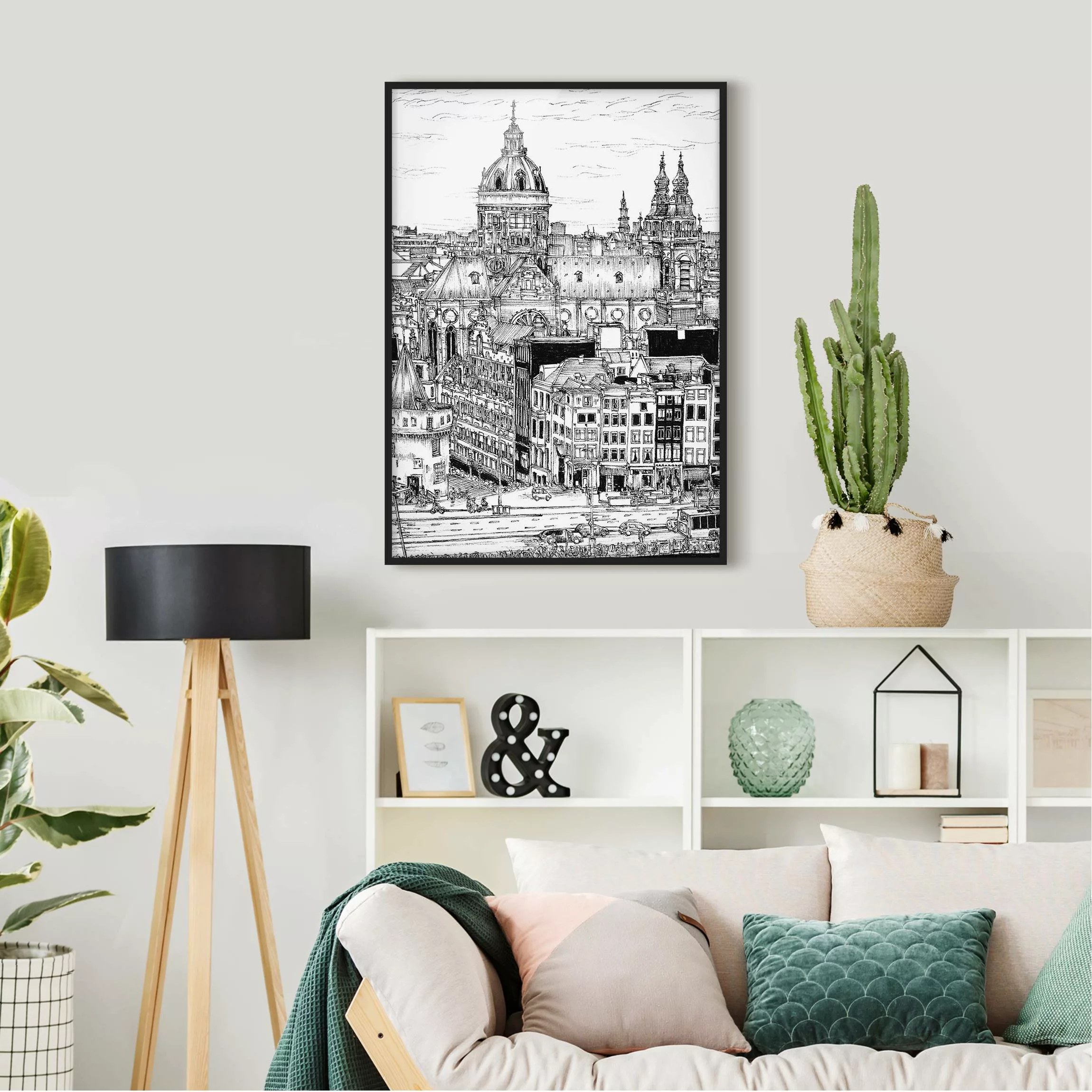 Bild mit Rahmen Architektur & Skyline - Hochformat Stadtstudie - Altstadt günstig online kaufen