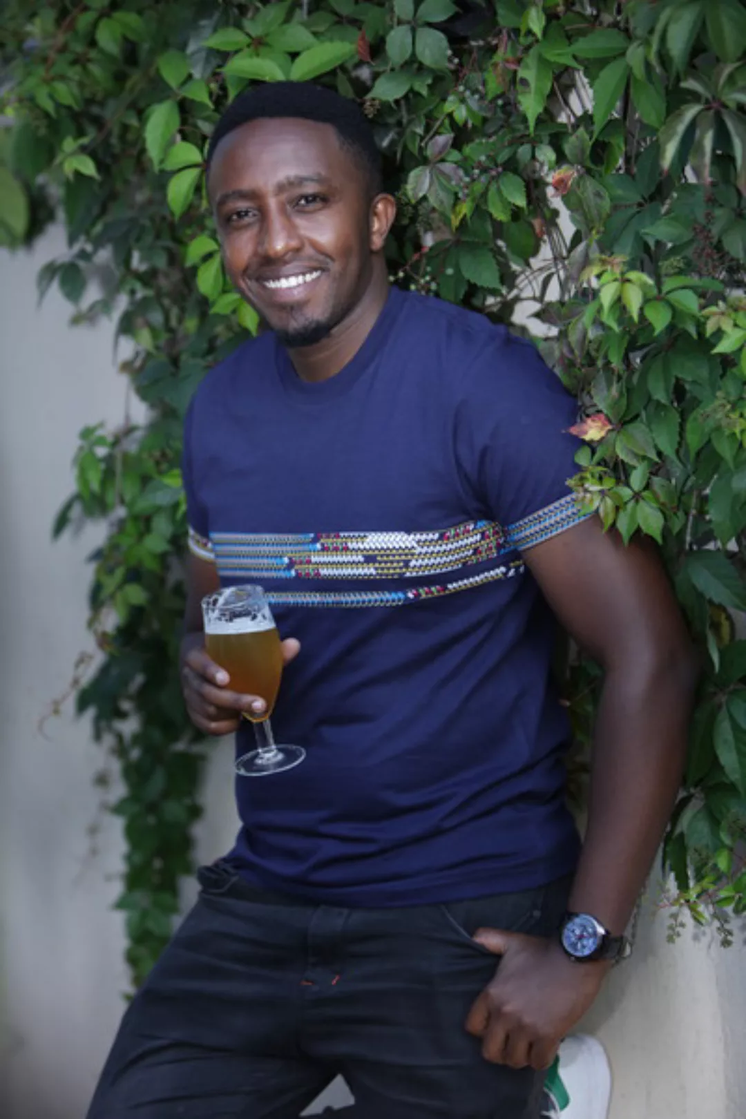 Africulture T-shirt Mit Westafrikanischem Kitengestoff Streifen Männer günstig online kaufen