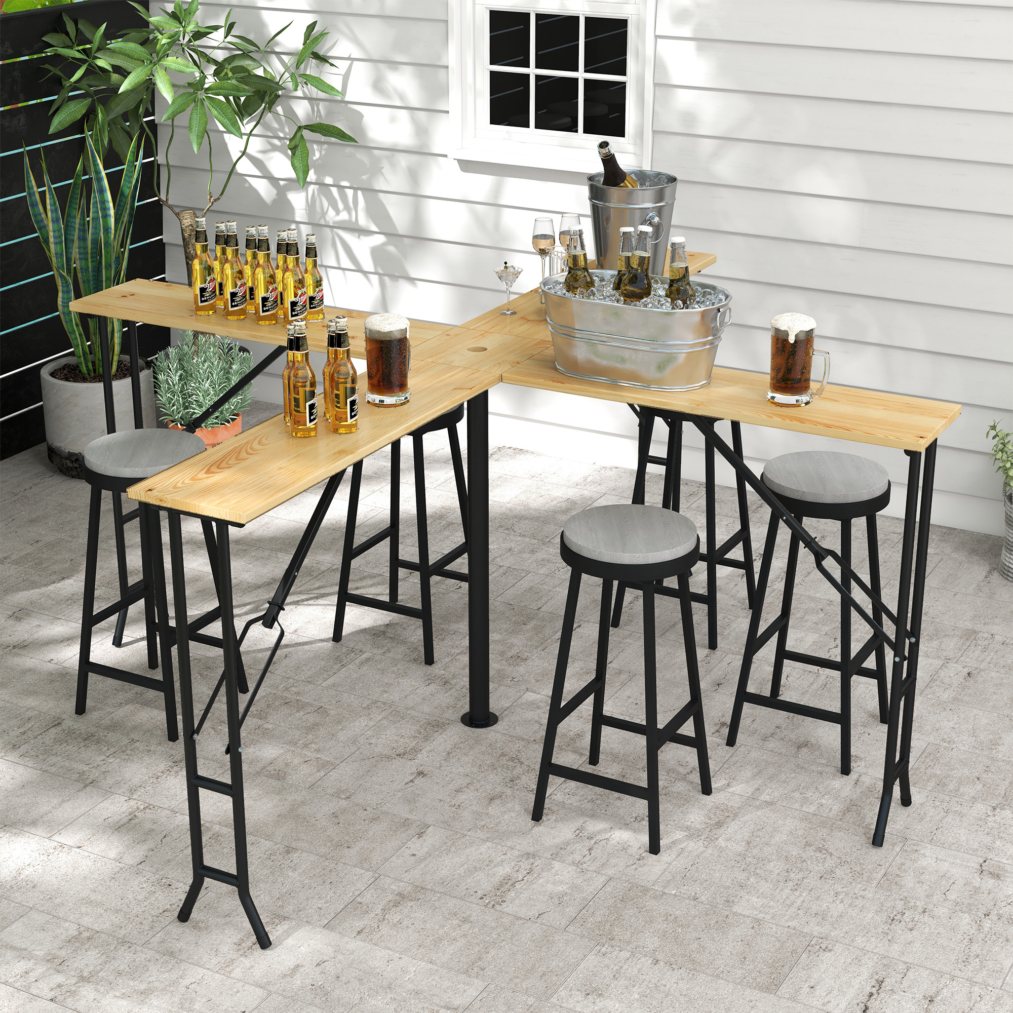 Outsunny Bierzelttisch klappbar Stehtisch Quattro für 20 Personen 105 cm mi günstig online kaufen