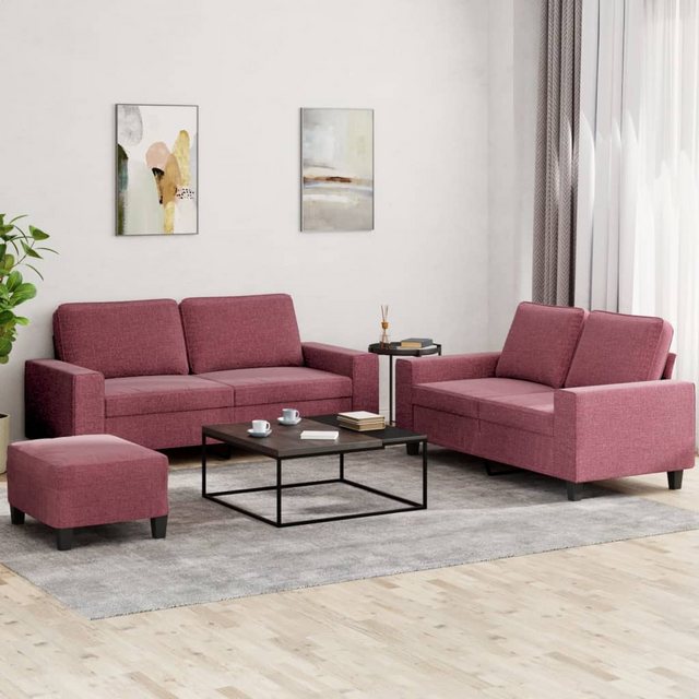 vidaXL Sofa 3-tlg. Sofagarnitur Weinrot Stoff günstig online kaufen