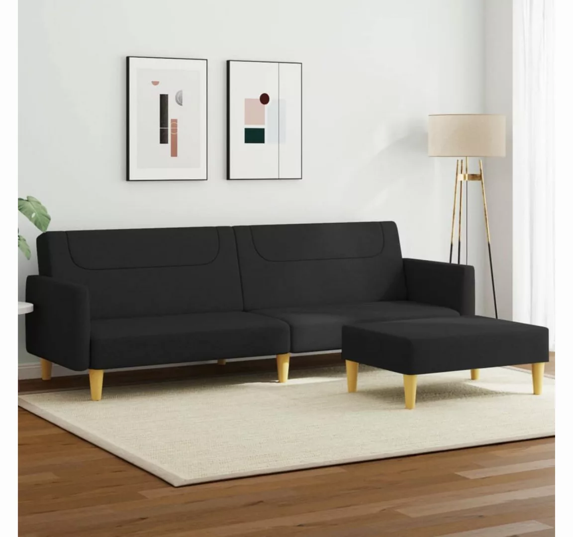 vidaXL Sofa Schlafsofa 2-Sitzer mit Fußhocker Stoff, Modell 3, Schwarz günstig online kaufen