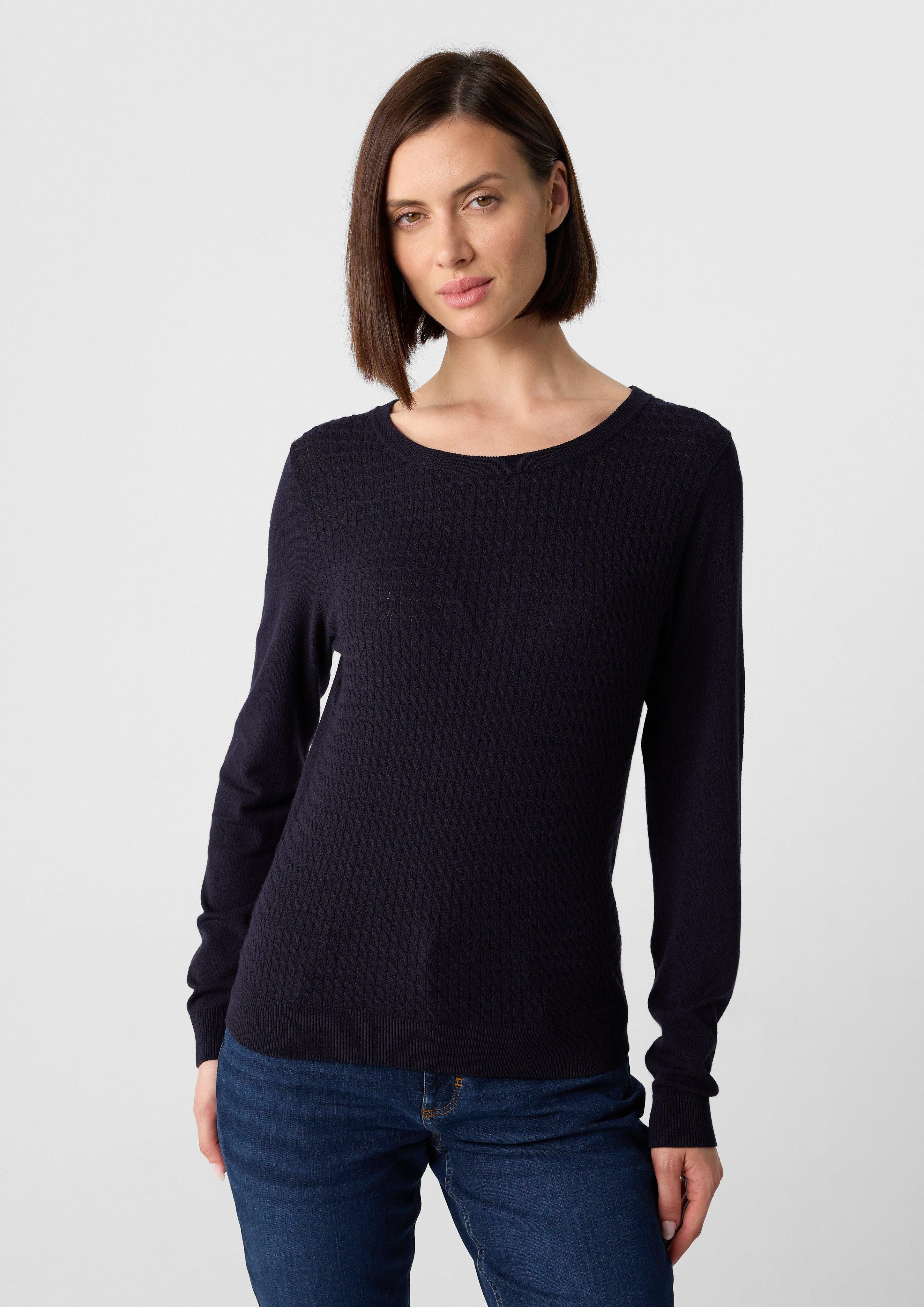 Comma Langarmshirt Strickpullover aus Viskosemix mit günstig online kaufen