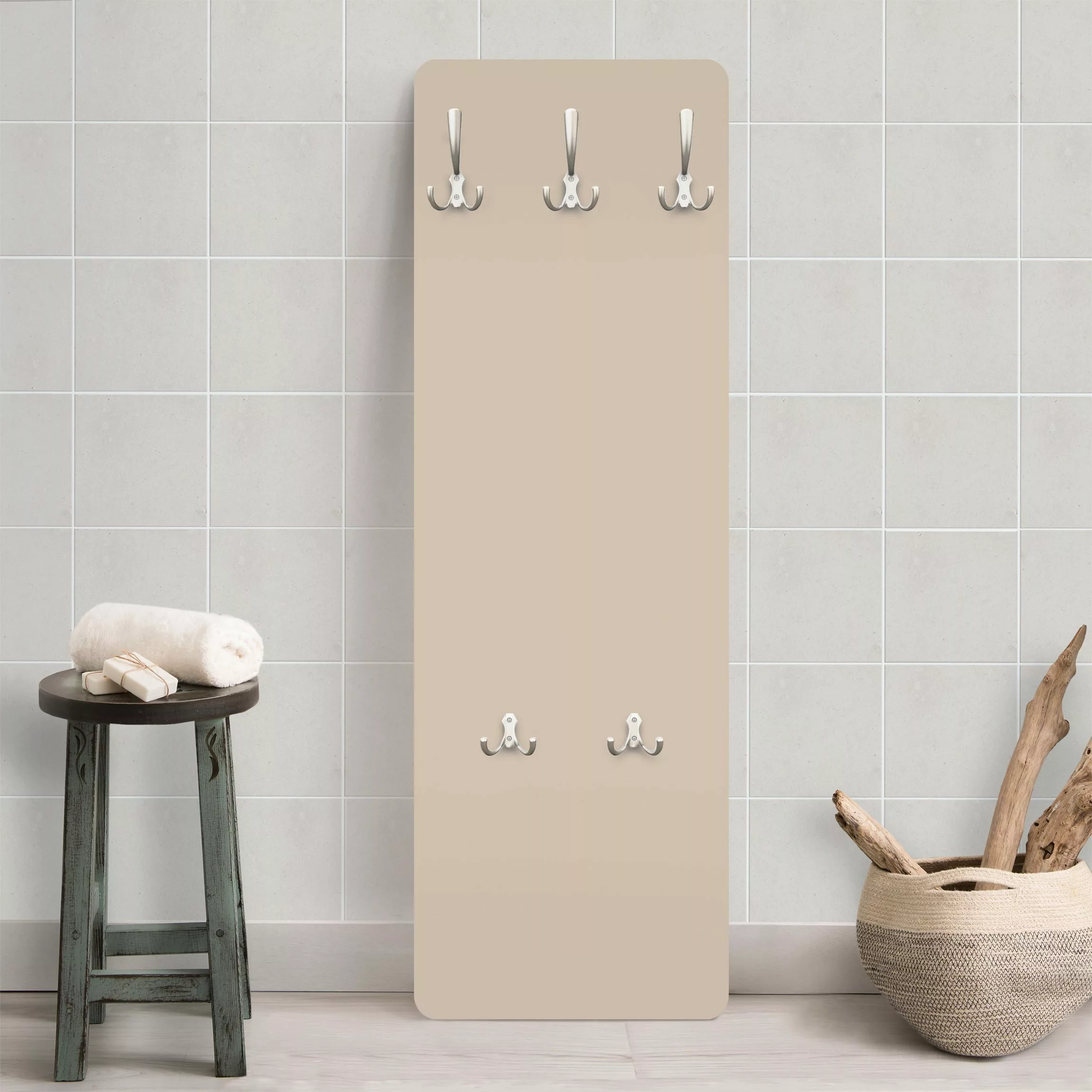 Wandgarderobe Holzpaneel Unifarben Beige latte macchiato günstig online kaufen