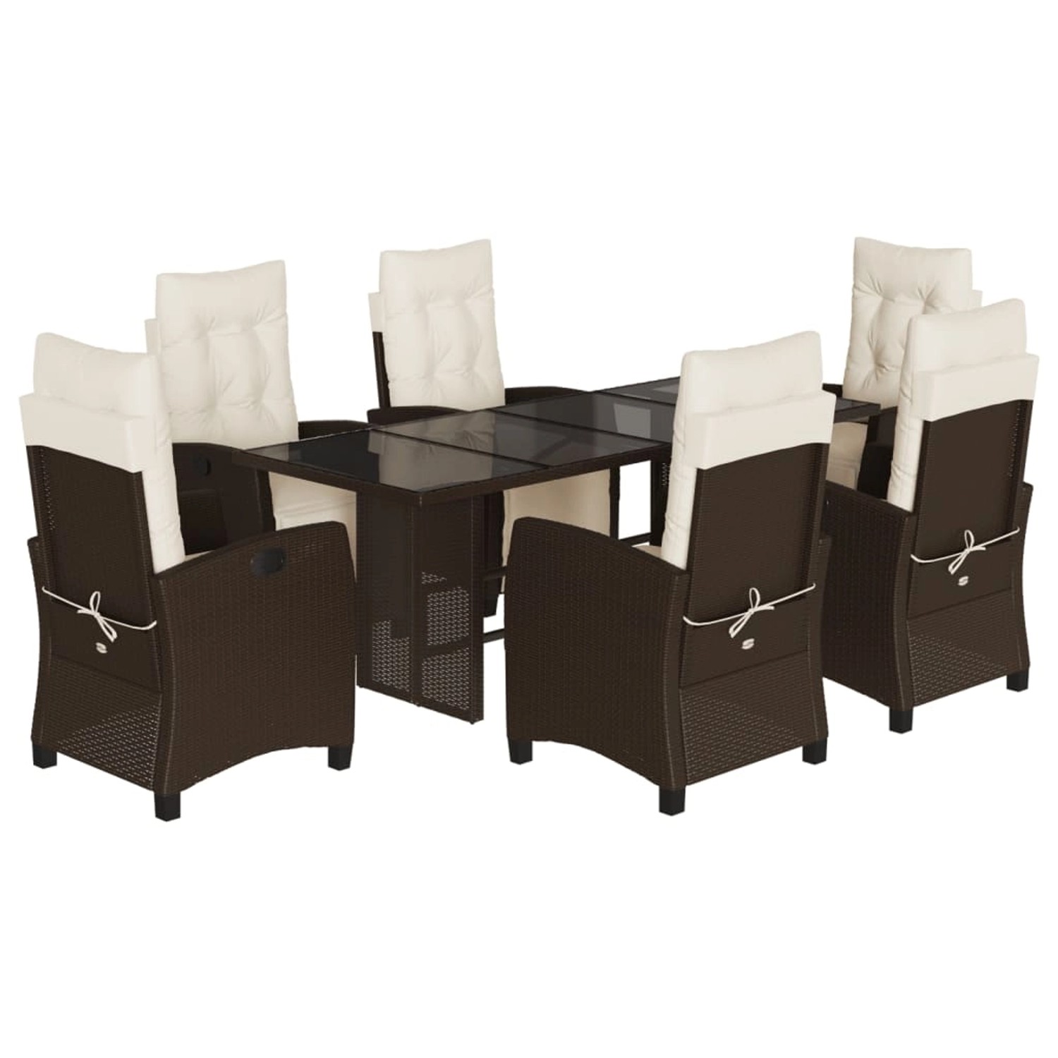 vidaXL 7-Tlg Garten-Essgruppe mit Kissen Braun Poly Rattan 3212922 günstig online kaufen