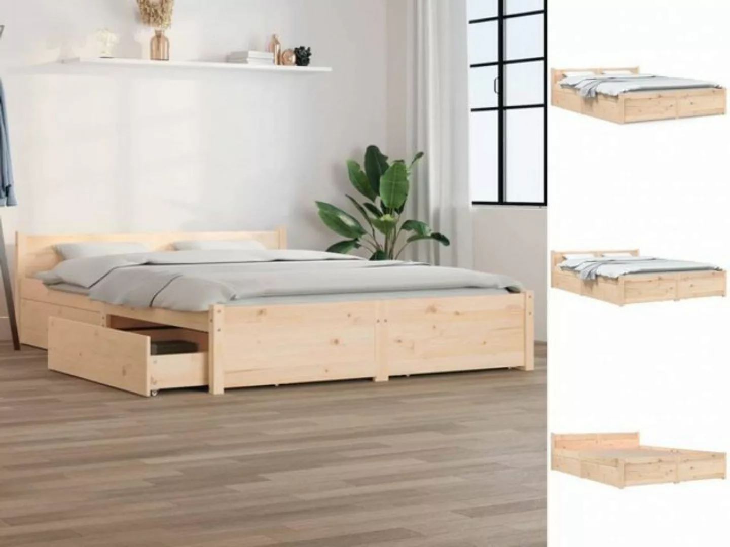 vidaXL Bettgestell Bett mit Schubladen 135x190 cm 4FT6 Double Bett Bettgest günstig online kaufen