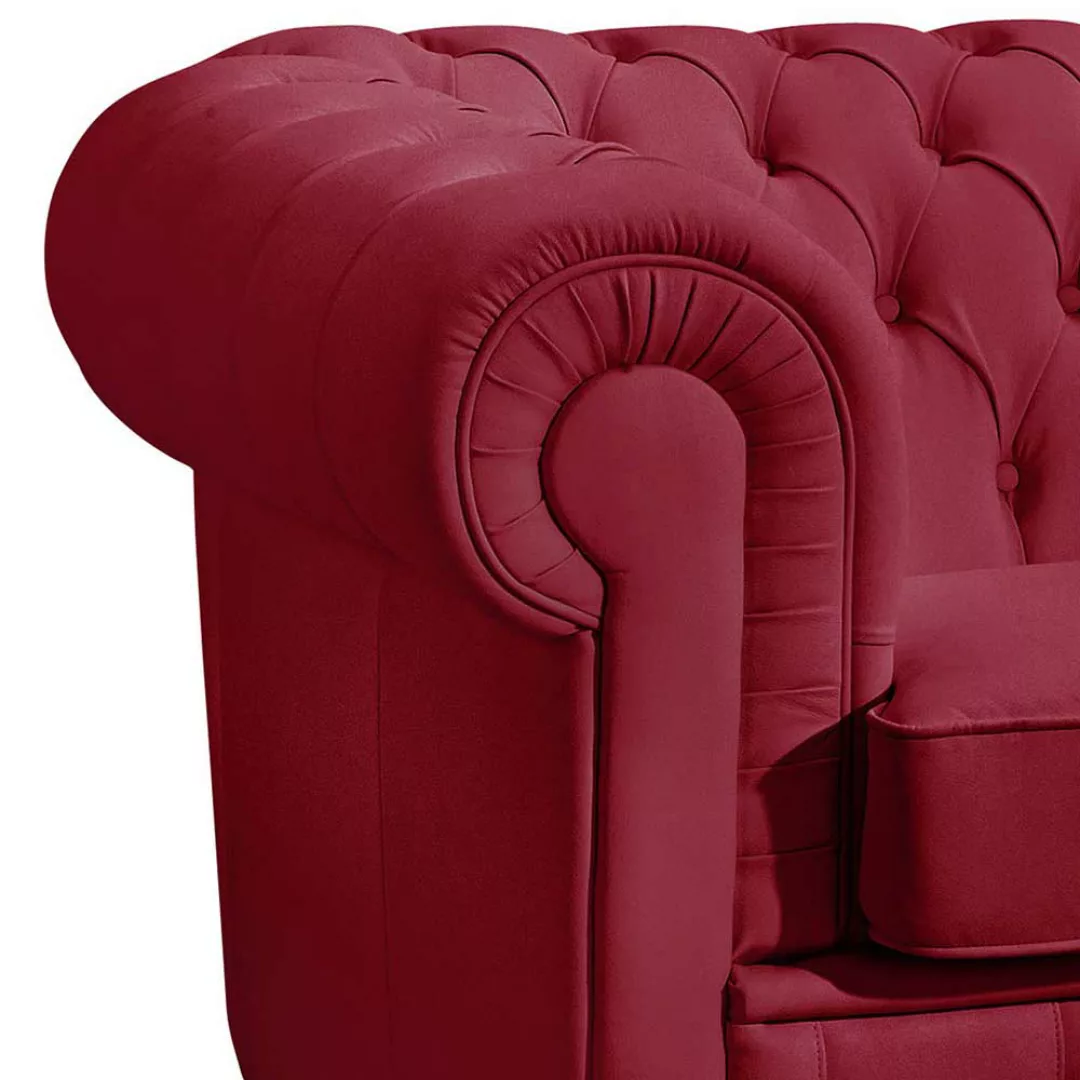 Echtledersofa Rot im Chesterfield Look drei Sitzplätzen günstig online kaufen