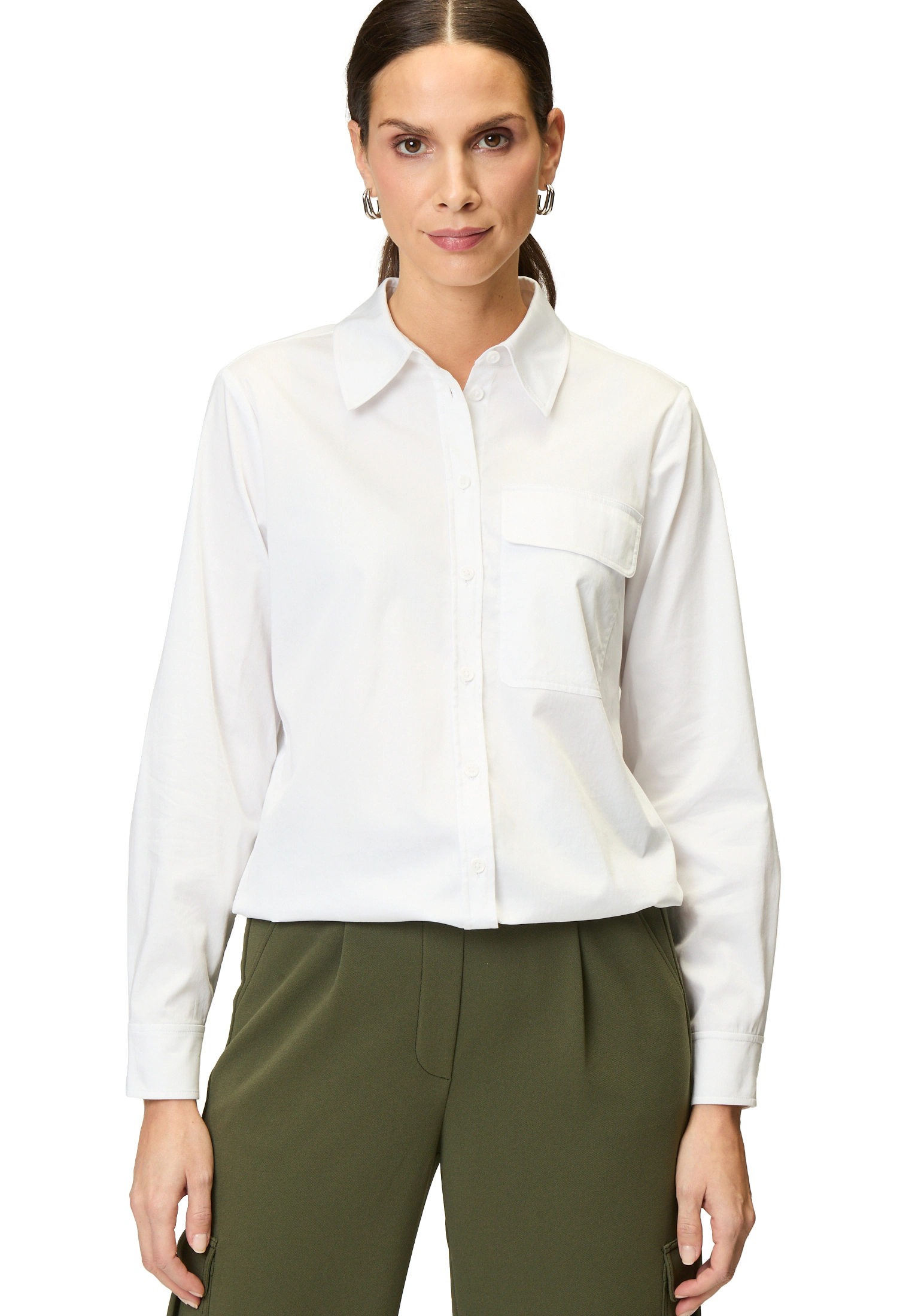 Zero Klassische Bluse "zero Damen Bluse mit Tunnelzug Pattentasche" günstig online kaufen