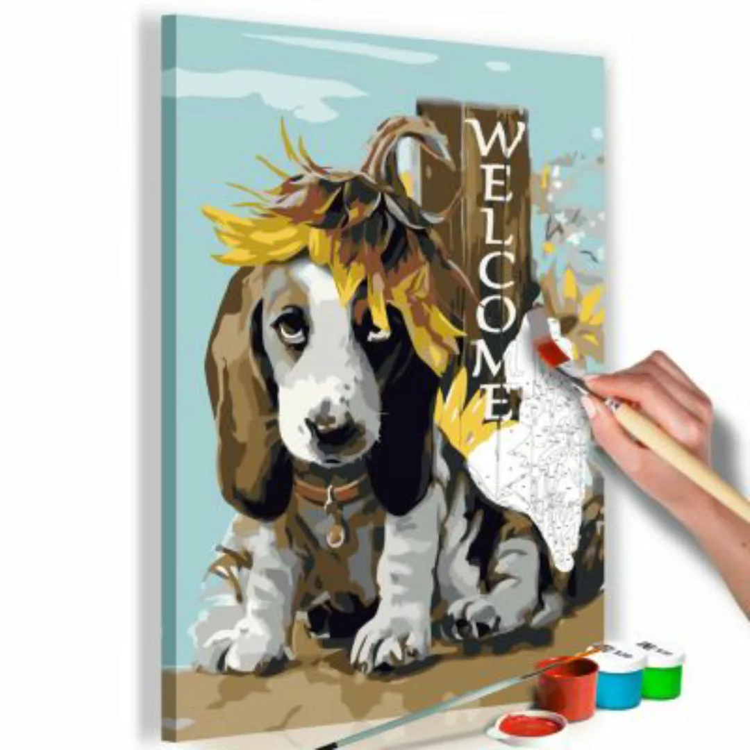 artgeist Malen nach Zahlen Dog and Sunflowers mehrfarbig Gr. 40 x 60 günstig online kaufen