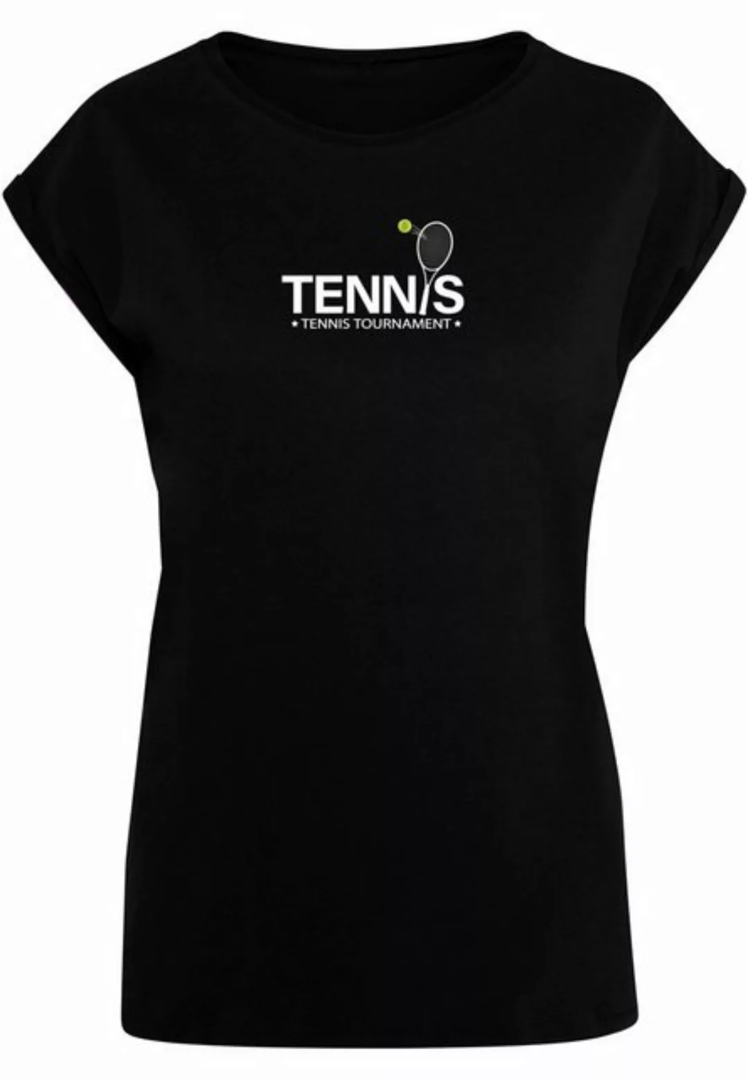 Merchcode T-Shirt Merchcode Damen Ladies Tennis Racket Extended Shoulder Te günstig online kaufen