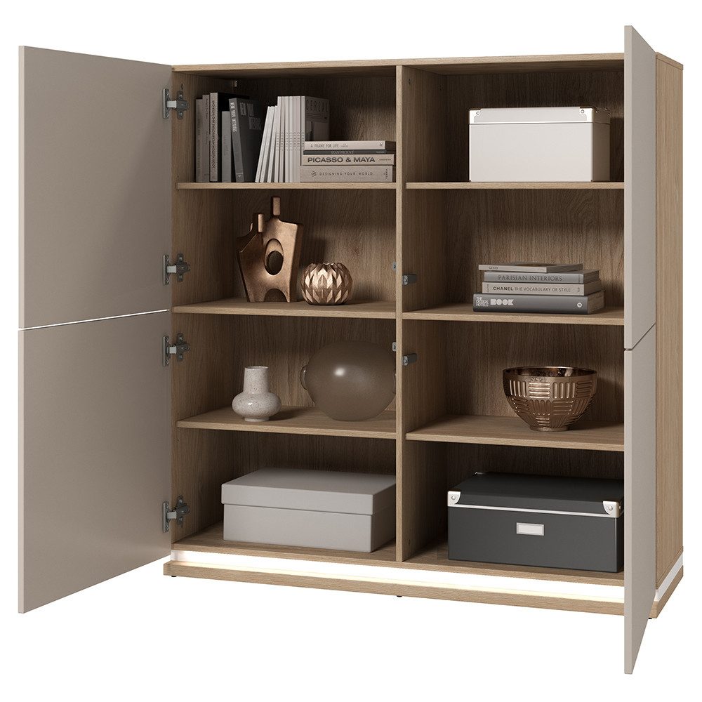 Lomadox Highboard DRACHTEN-83, Sideboard Eiche kaschmir günstig online kaufen