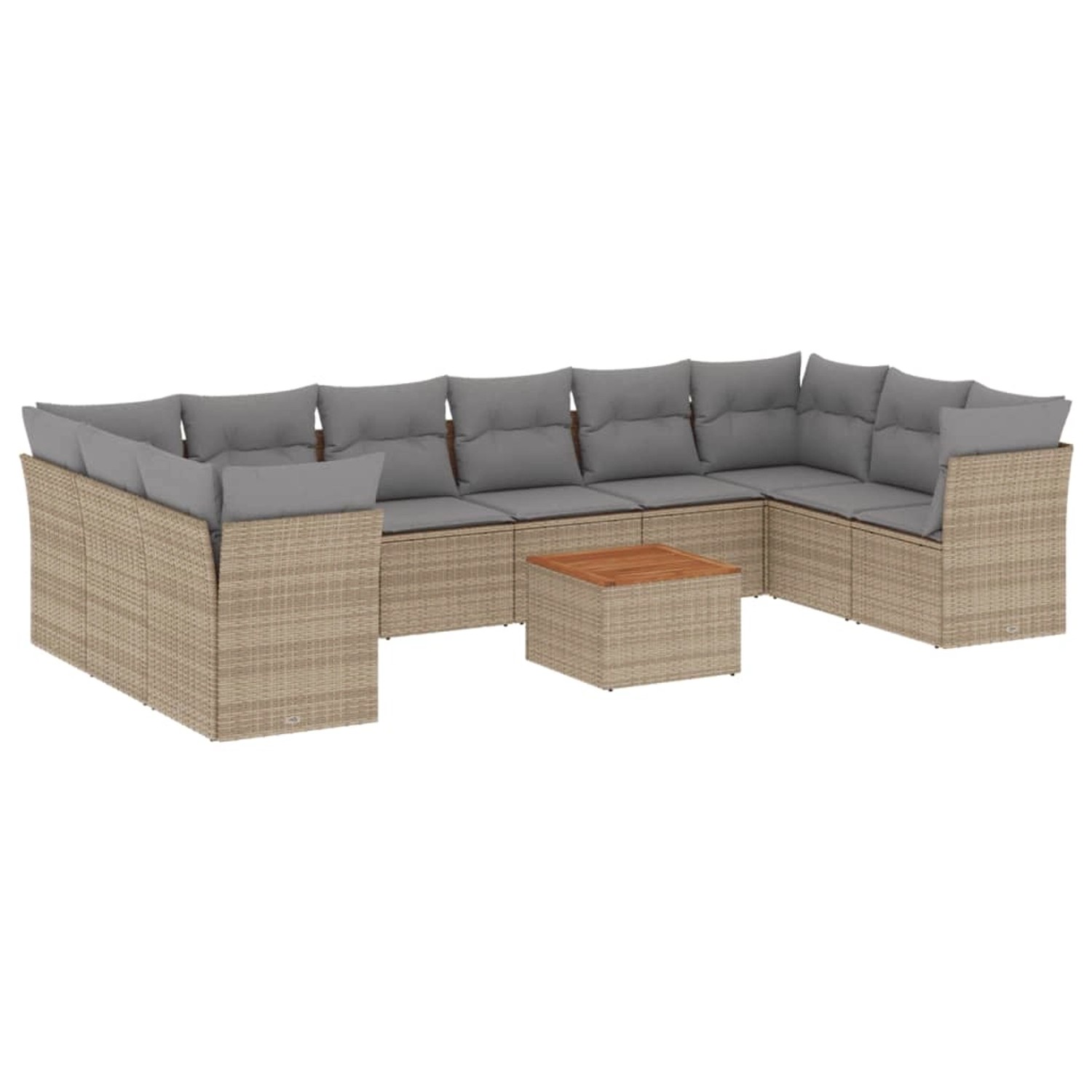 vidaXL 11-Tlg Garten-Sofagarnitur mit Kissen Beige Poly Rattan 3256164 günstig online kaufen