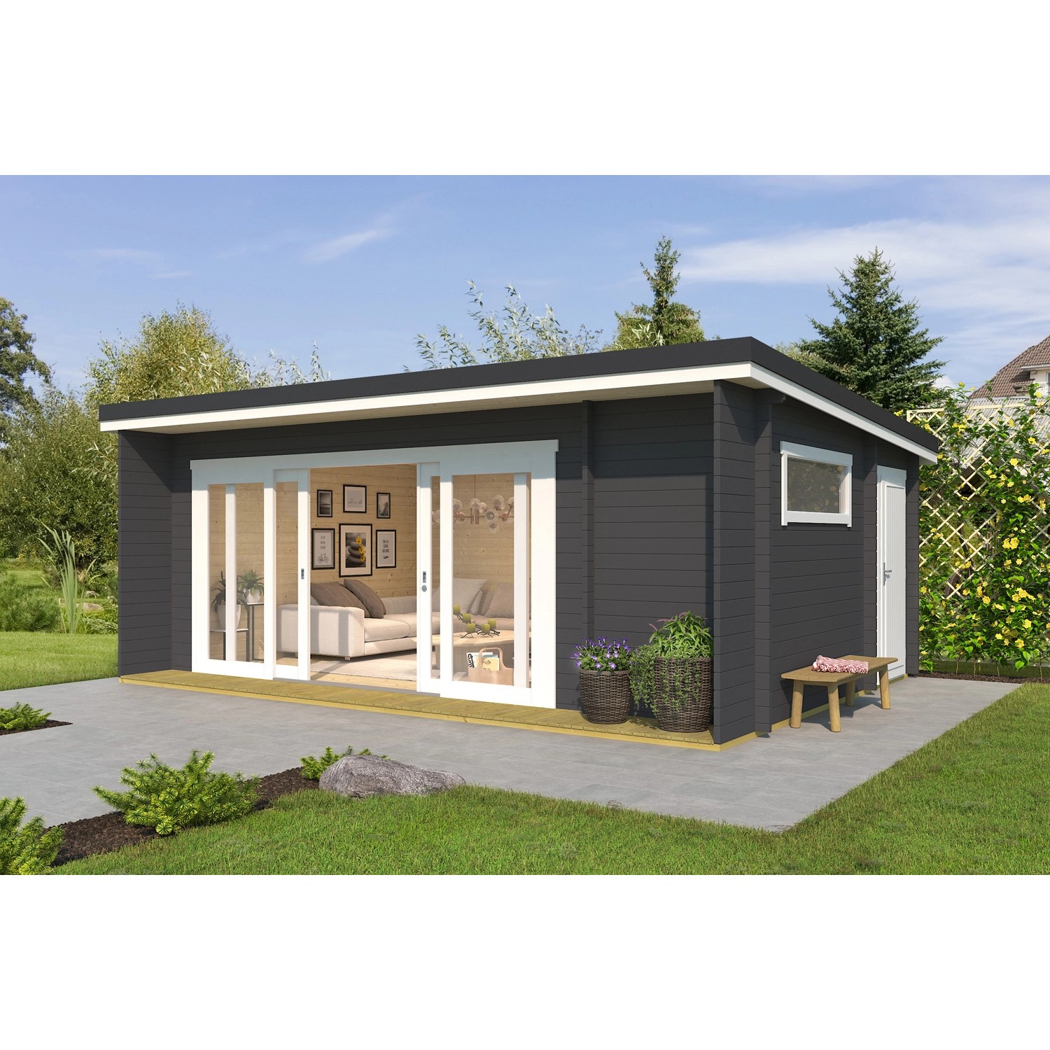 Lasita Maja Gartenhaus Java Carbongrau 608 cm x 390 cm günstig online kaufen