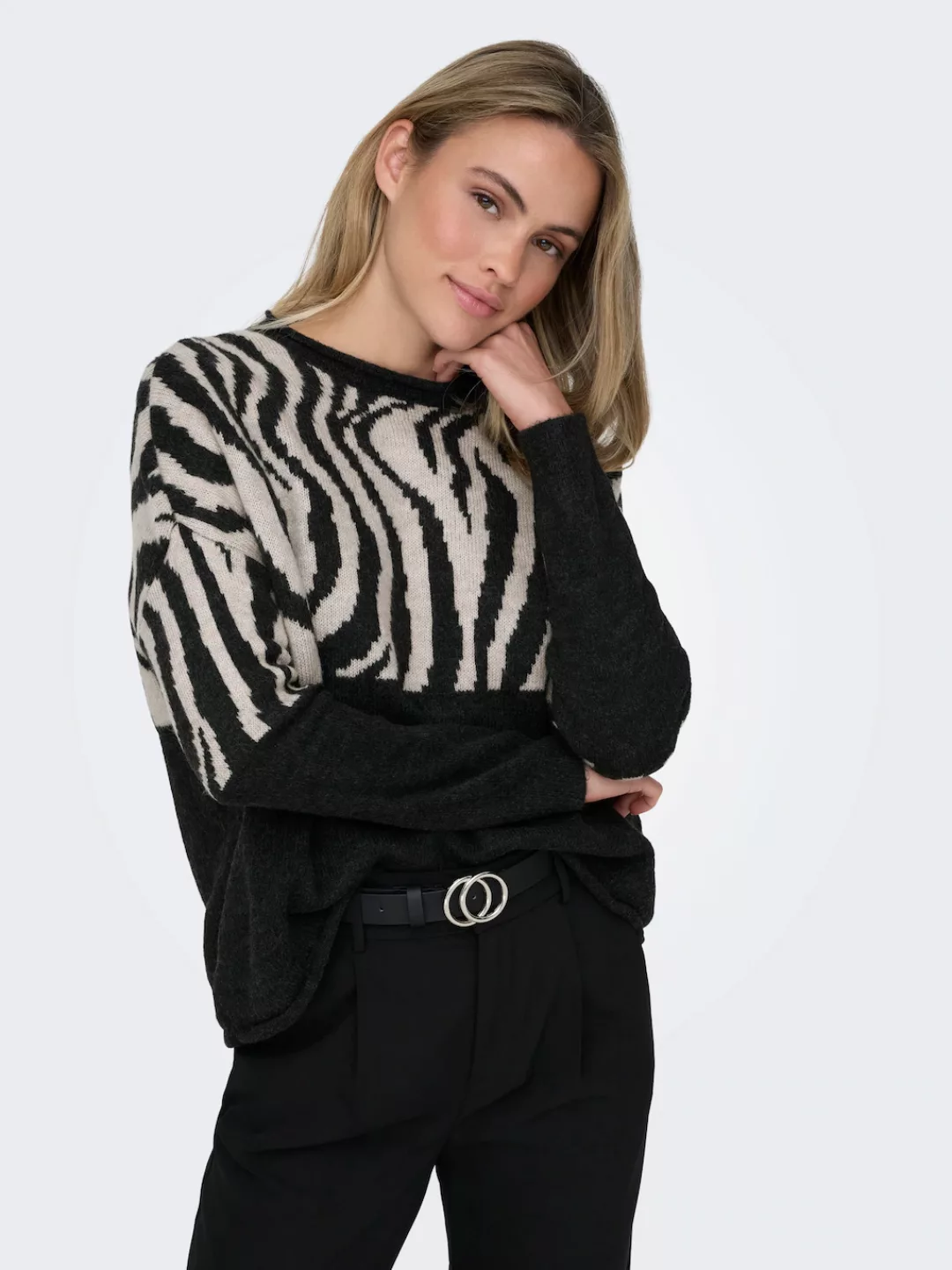 ONLY Rundhalspullover ONLJADE ZEBRA LS O-NECK CC KNT günstig online kaufen