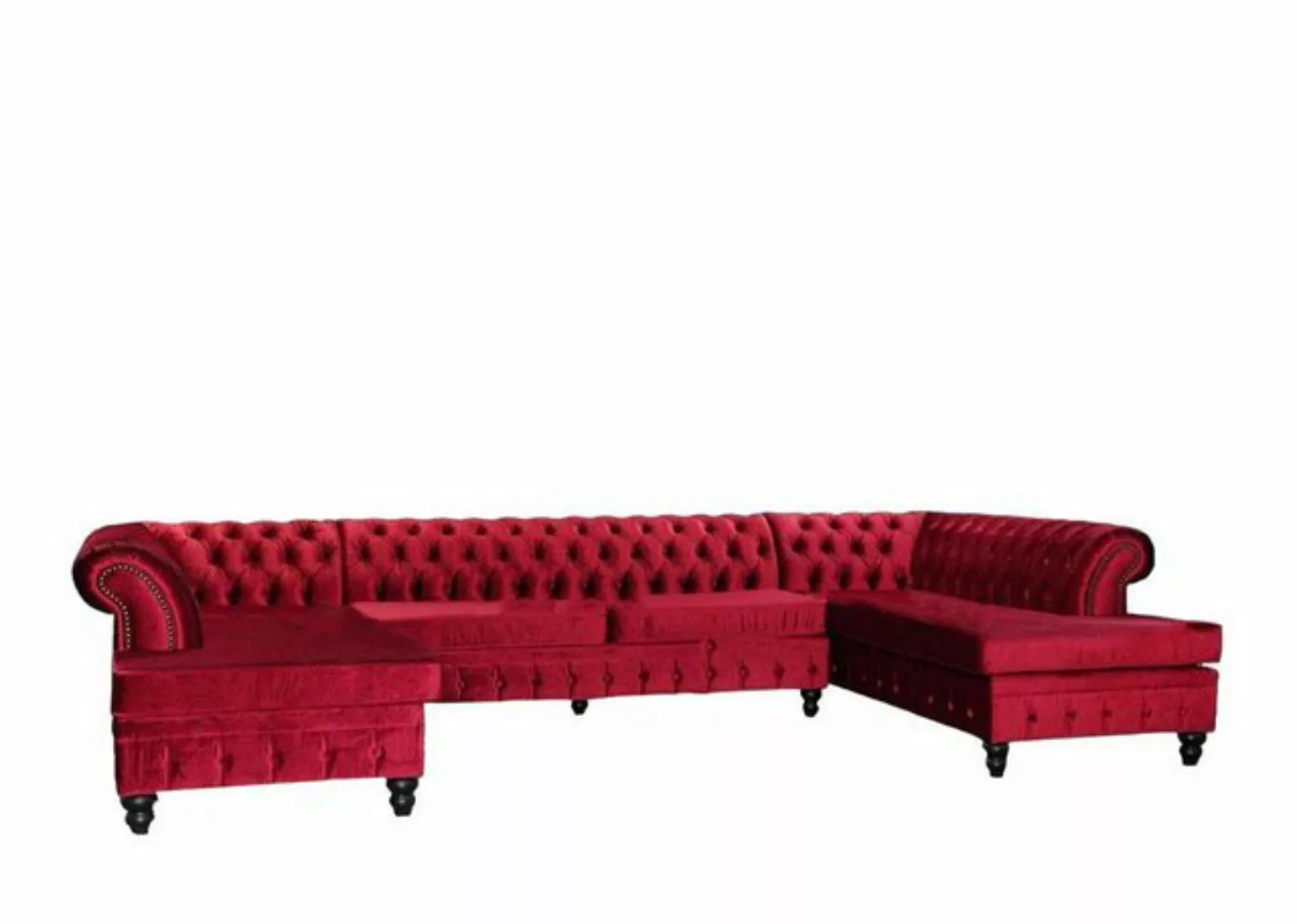 Xlmoebel Ecksofa Grau Chesterfield Drei-Sitzer Luxuriöses Wohnraum-Möbel Ne günstig online kaufen