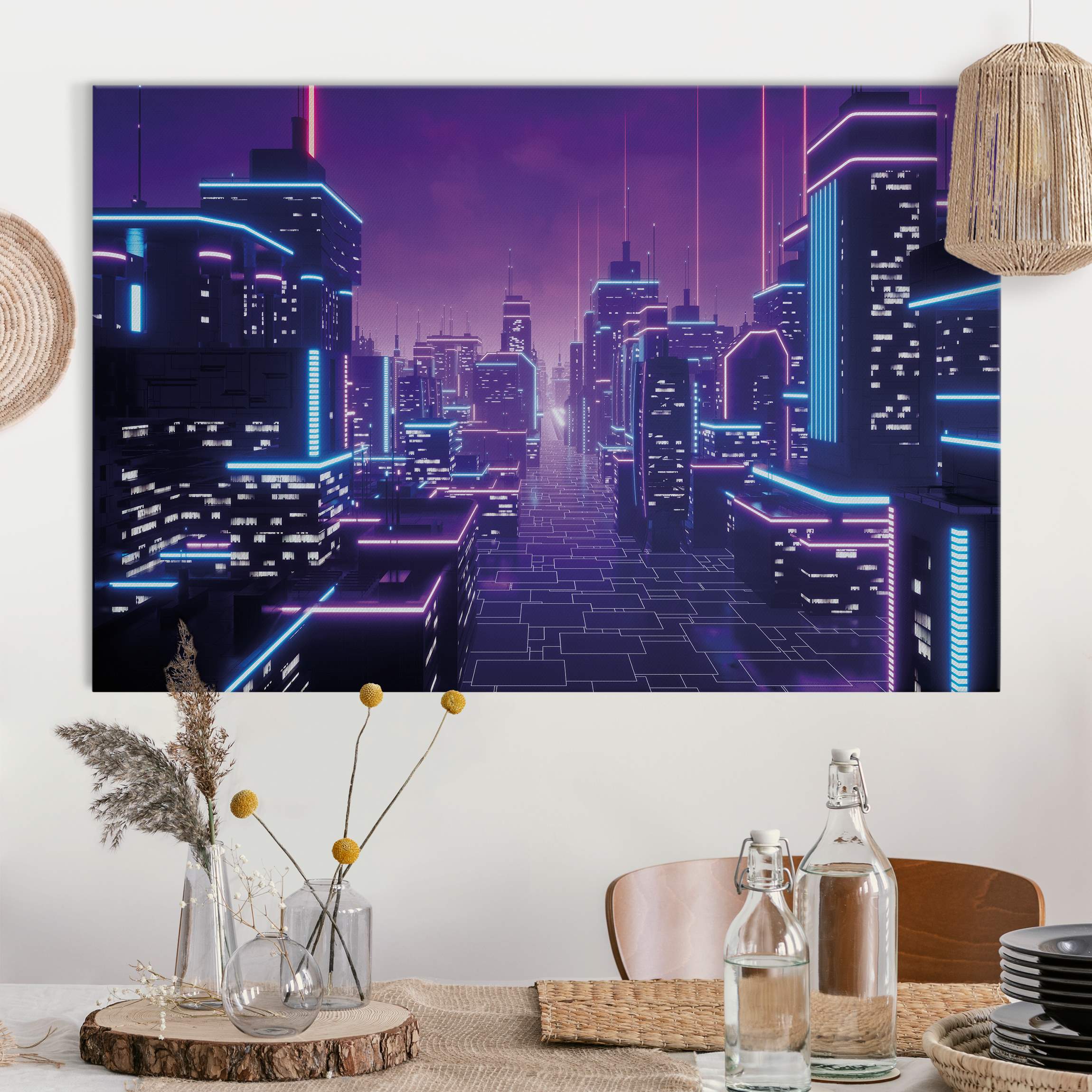 Akustikbild Neon Stadtlichter günstig online kaufen