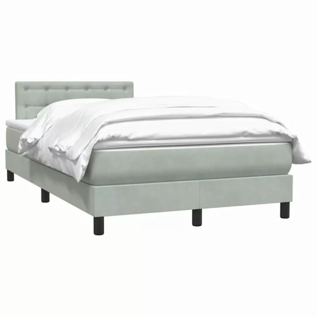 vidaXL Bett Boxspringbett mit Matratze Hellgrau 120x220 cm Samt günstig online kaufen