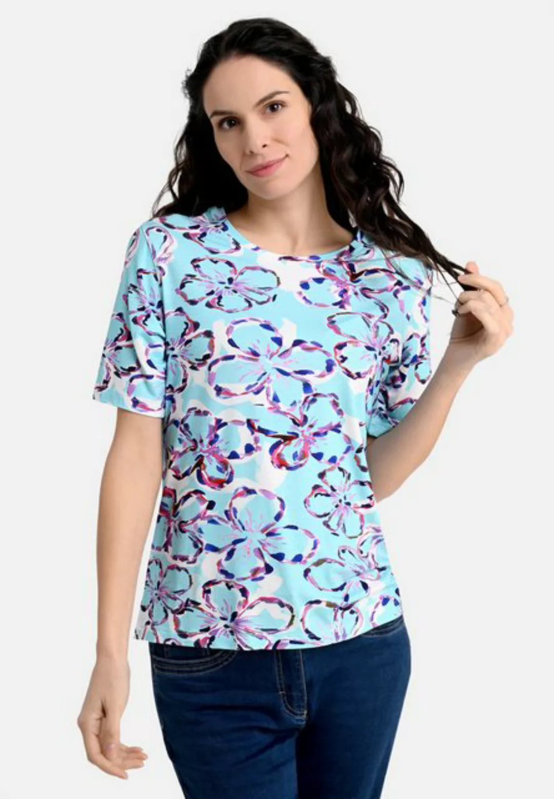 BICALLA T-Shirt Shirt mit Blüten-Print in Mint/Lila (1-tlg) günstig online kaufen