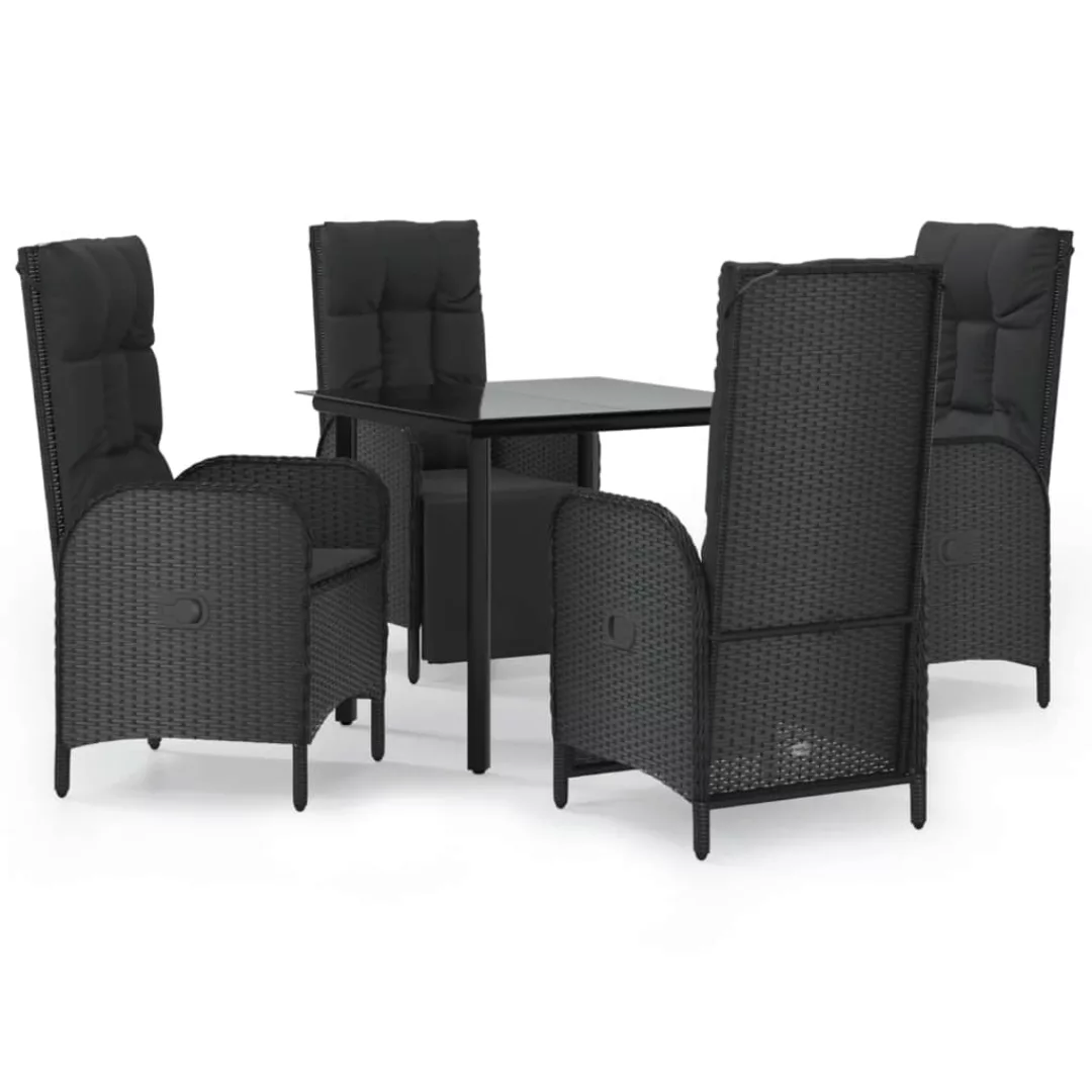 Vidaxl 5-tlg. Garten-lounge-set Mit Kissen Schwarz Poly Rattan günstig online kaufen