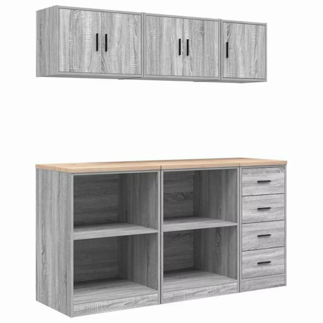 vidaXL Aktenschrank Garagenschränke 6 Stk Grau Sonoma Holzwerkstoff günstig online kaufen