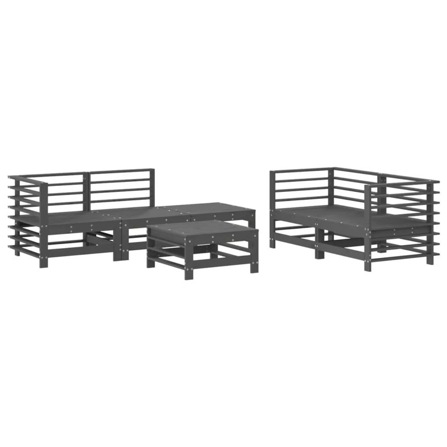 vidaXL 6-tlg Garten-Lounge-Set Grau Massivholz Kiefer Modell 16 günstig online kaufen