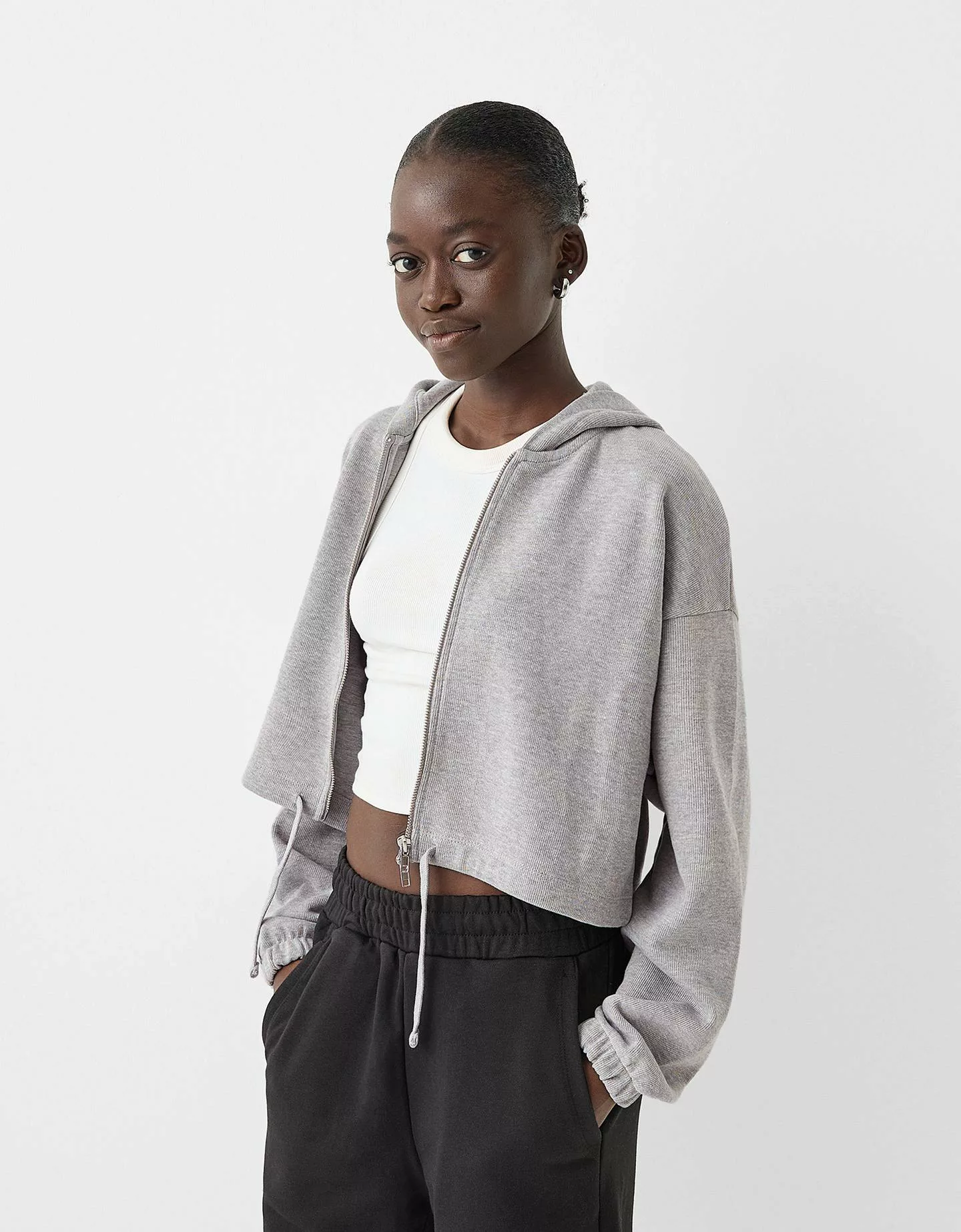 Bershka Oversize-Hoodie Mit Reißverschluss Damen M Grau günstig online kaufen