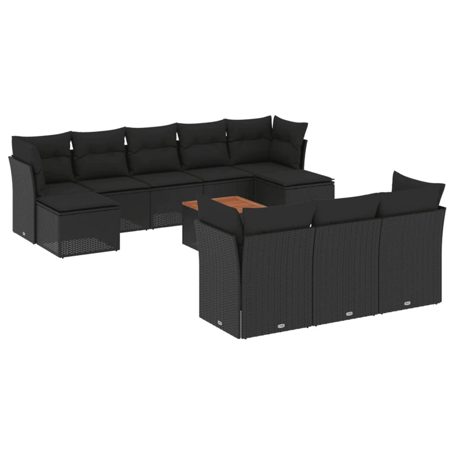 vidaXL 11-tlg Garten-Sofagarnitur mit Kissen Schwarz Poly Rattan Modell 119 günstig online kaufen