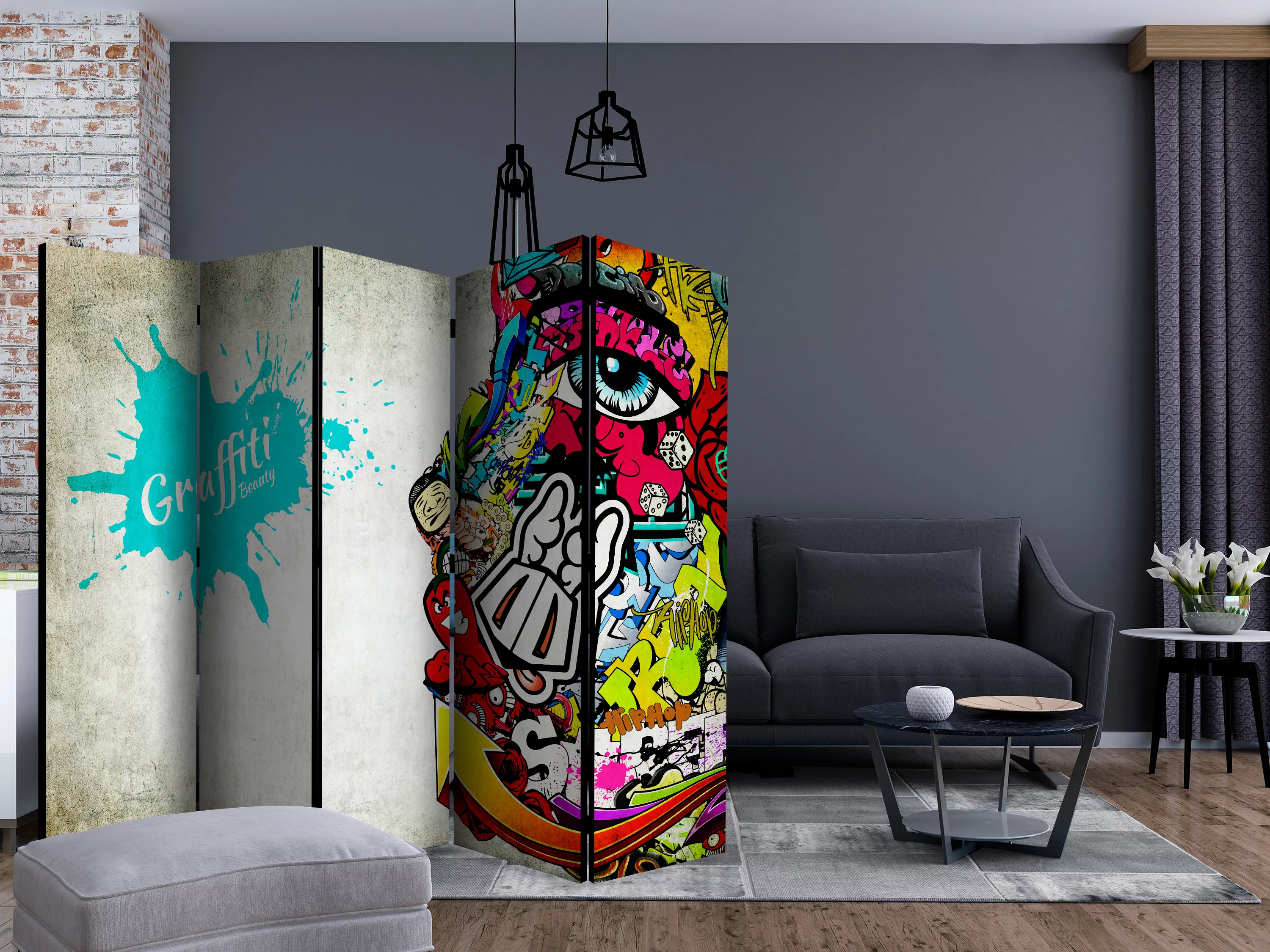 5-teiliges Paravent - Graffiti Beauty Ii [room Dividers] günstig online kaufen