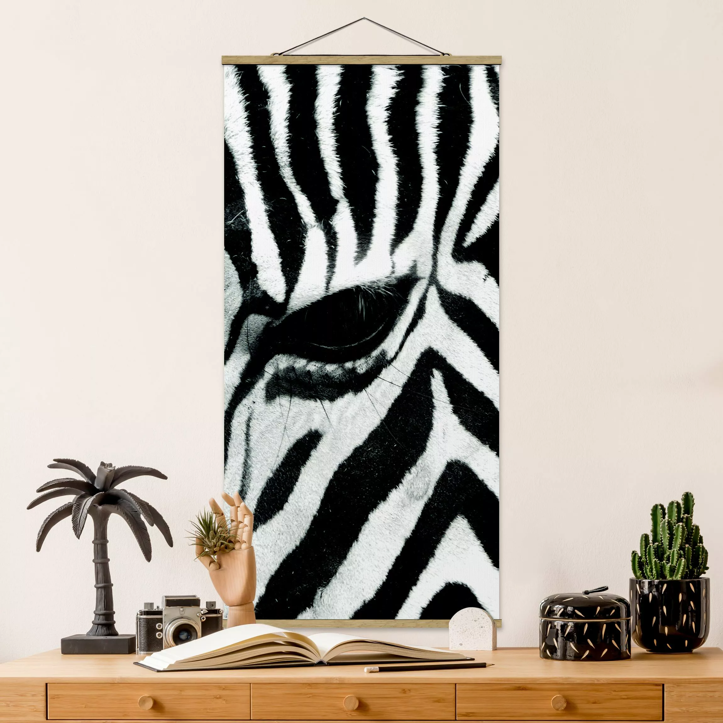 Stoffbild Tiere mit Posterleisten - Hochformat Zebra Crossing No.3 günstig online kaufen
