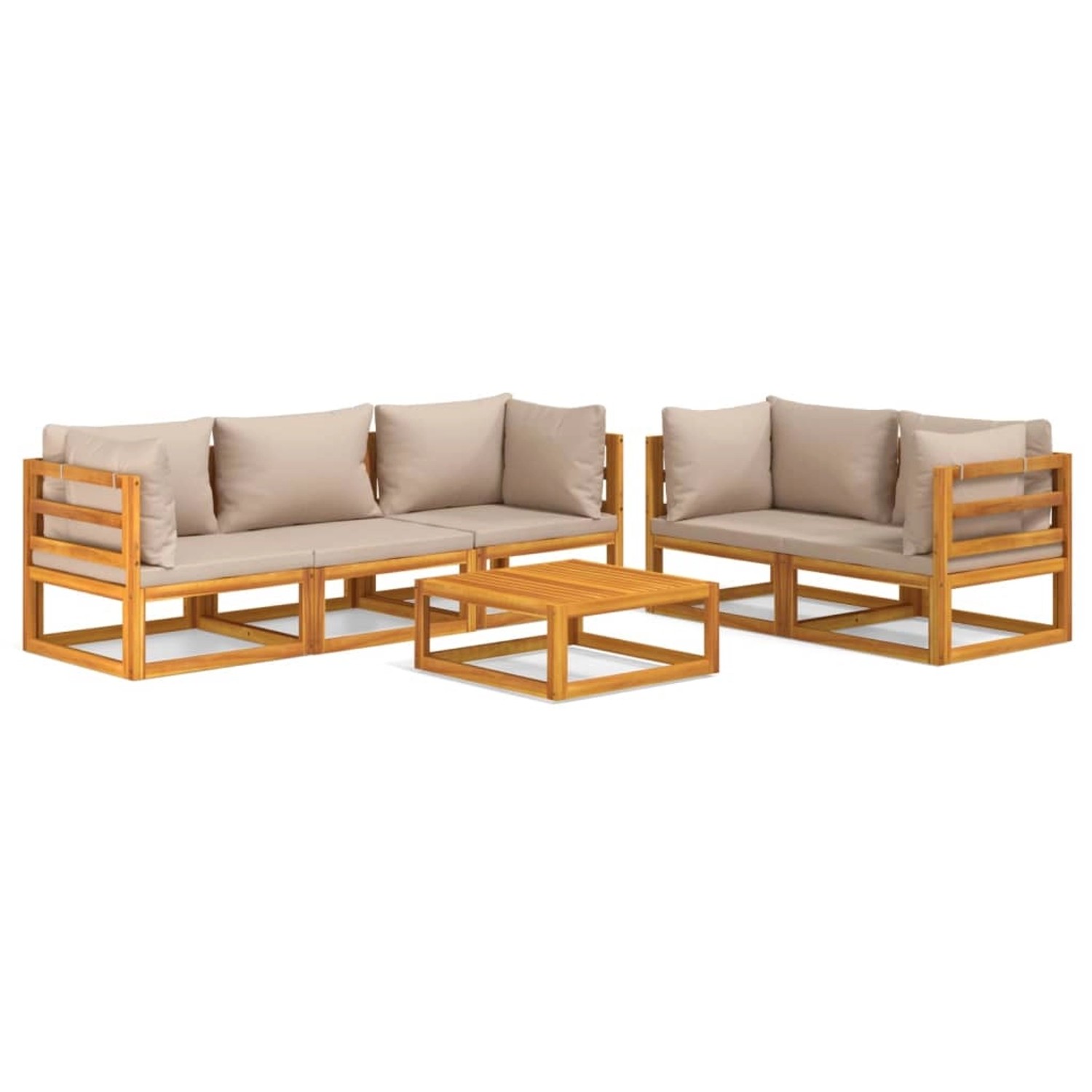 Vidaxl 6-tlg. Garten-lounge-set Mit Taupe Kissen Massivholz günstig online kaufen