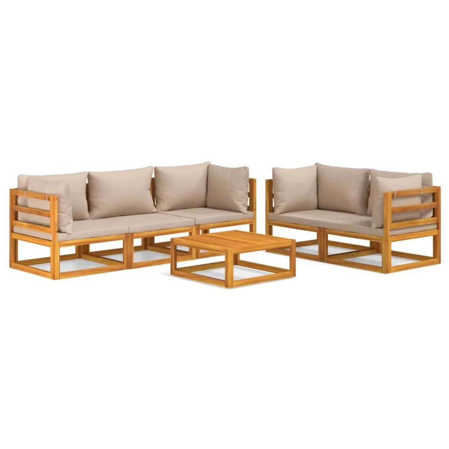 Vidaxl 6-tlg. Garten-lounge-set Mit Taupe Kissen Massivholz günstig online kaufen