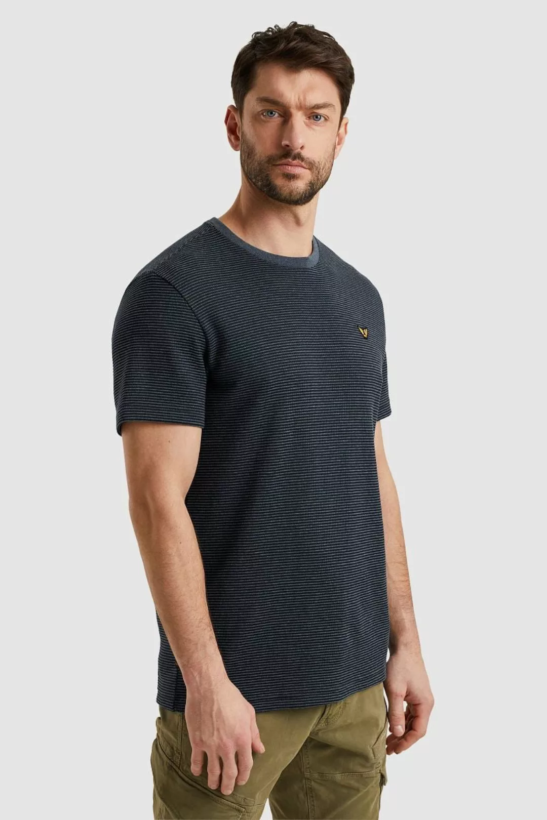 PME Legend T-Shirt Textured Stripe Navy - Größe L günstig online kaufen