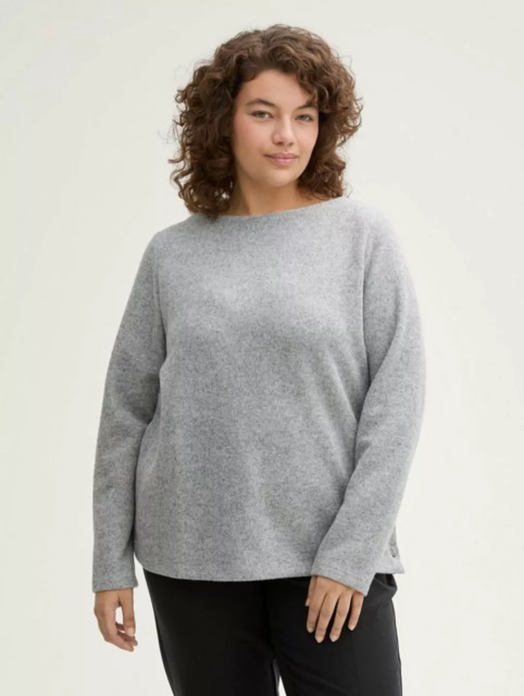 TOM TAILOR PLUS Sweatshirt Plus Size - Sweatshirt mit Knopfdetails günstig online kaufen