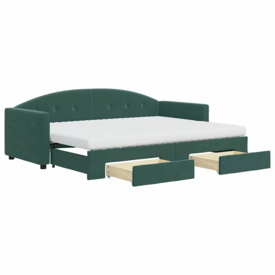 vidaXL Bett Tagesbett Ausziehbar mit Schubladen Dunkelgrün 80x200 cm Samt günstig online kaufen