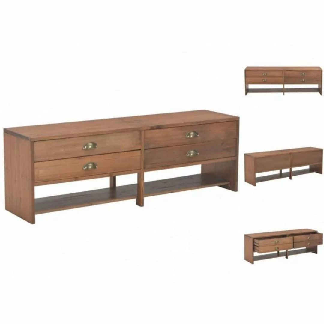 Tv-schrank Mit 4 Schubladen 120 X 30 X 40 Cm Massivholz Tanne günstig online kaufen