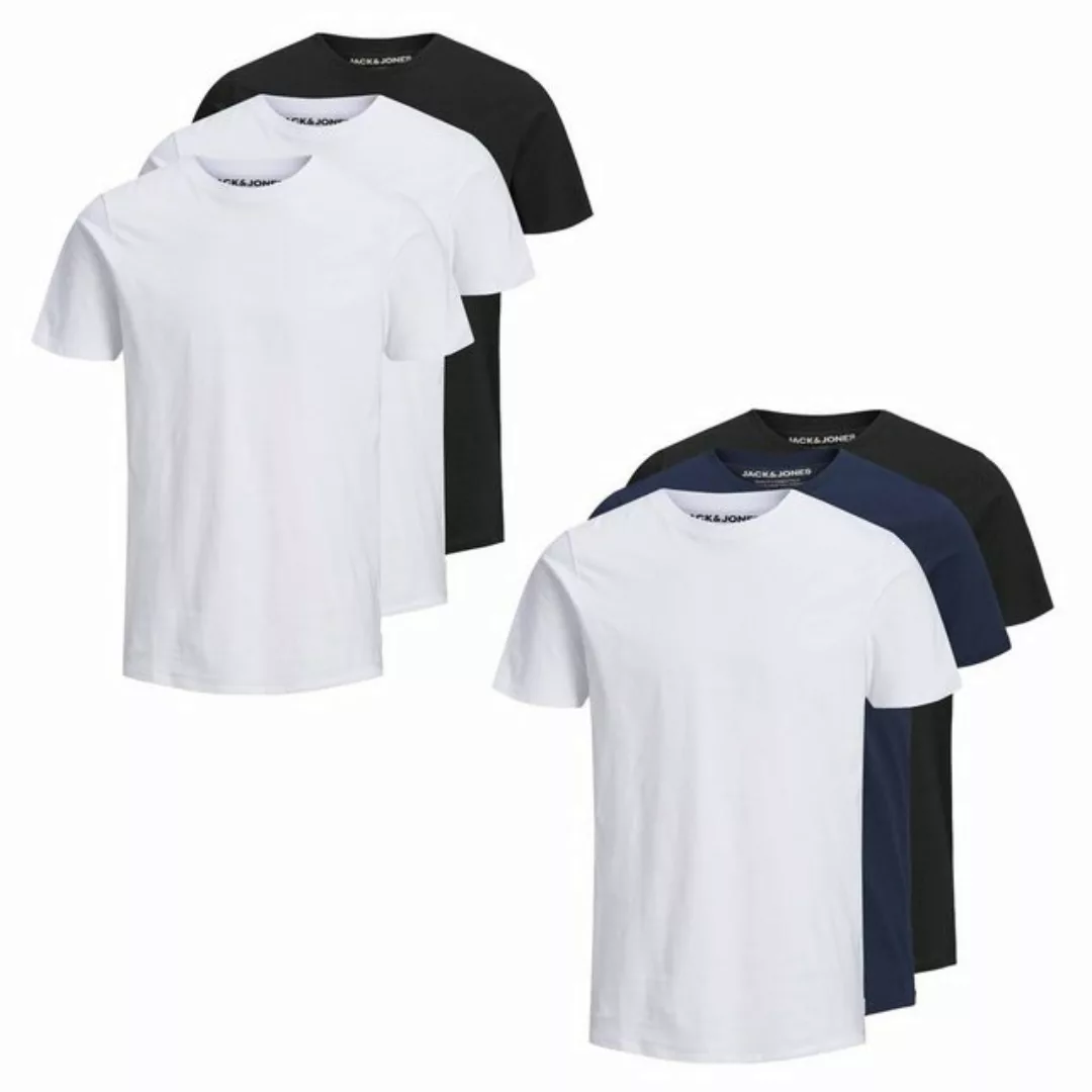 Jack & Jones Herren Rundhals T-Shirt JJEORGANIC BASIC 3er PACK - Slim Fit günstig online kaufen