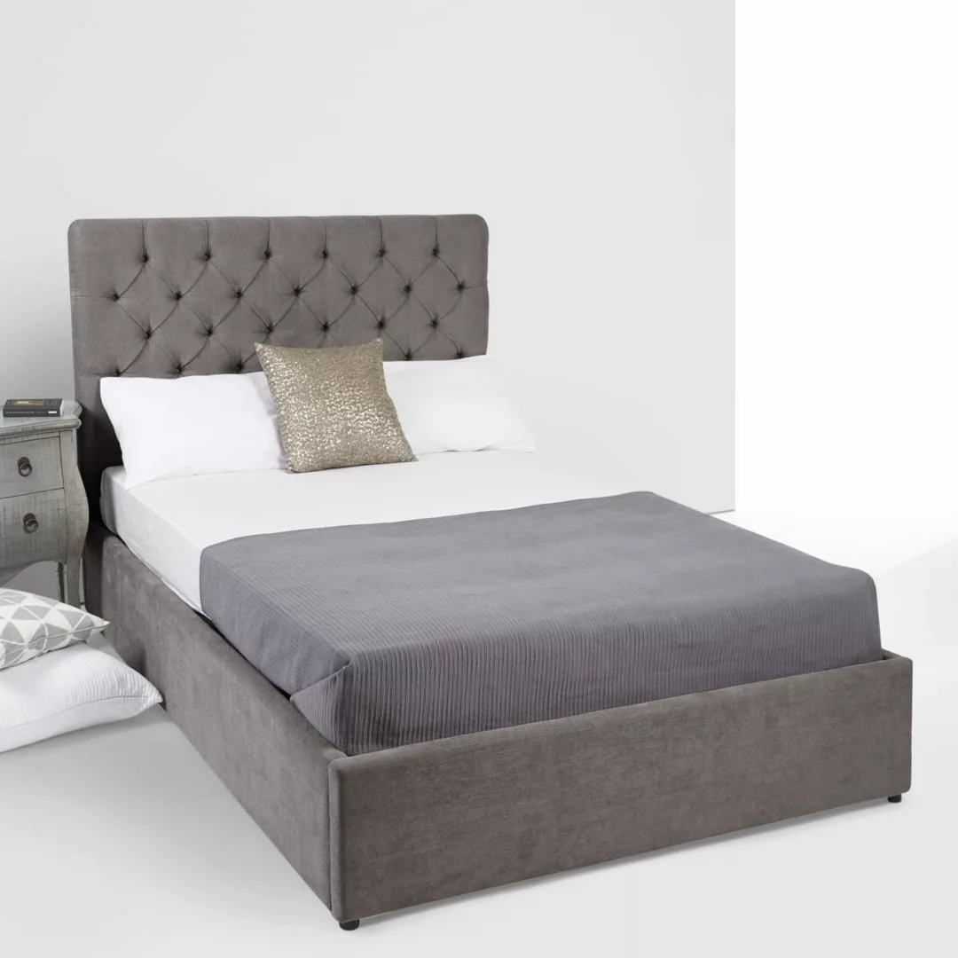 Skye Polsterbett mit Bettkasten (180 x 200 cm), Zinngrau - MADE.com günstig online kaufen