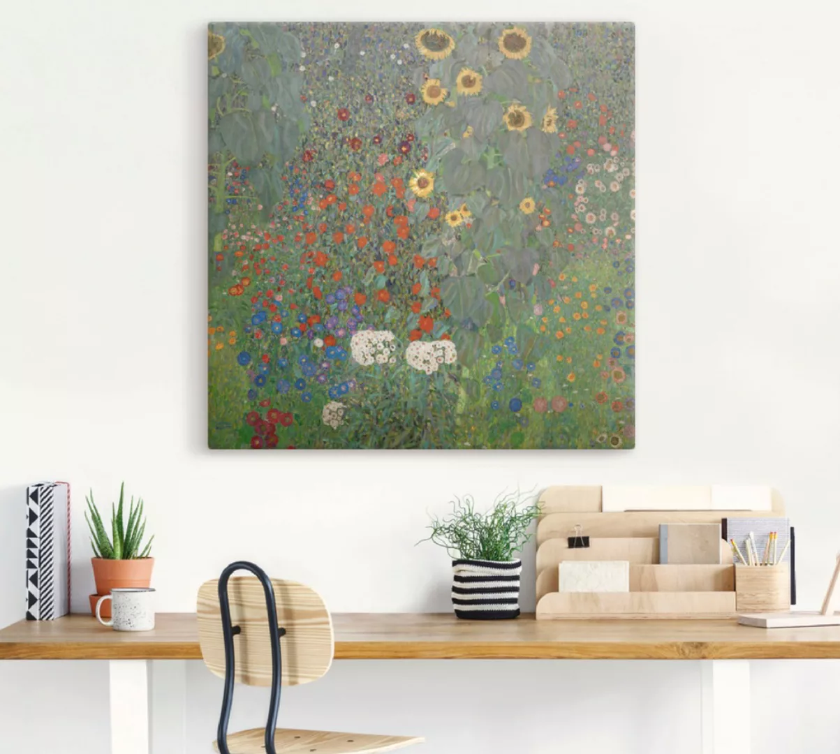 Artland Wandbild "Garten mit Sonnenblumen", Blumenwiese, (1 St.), als Leinw günstig online kaufen