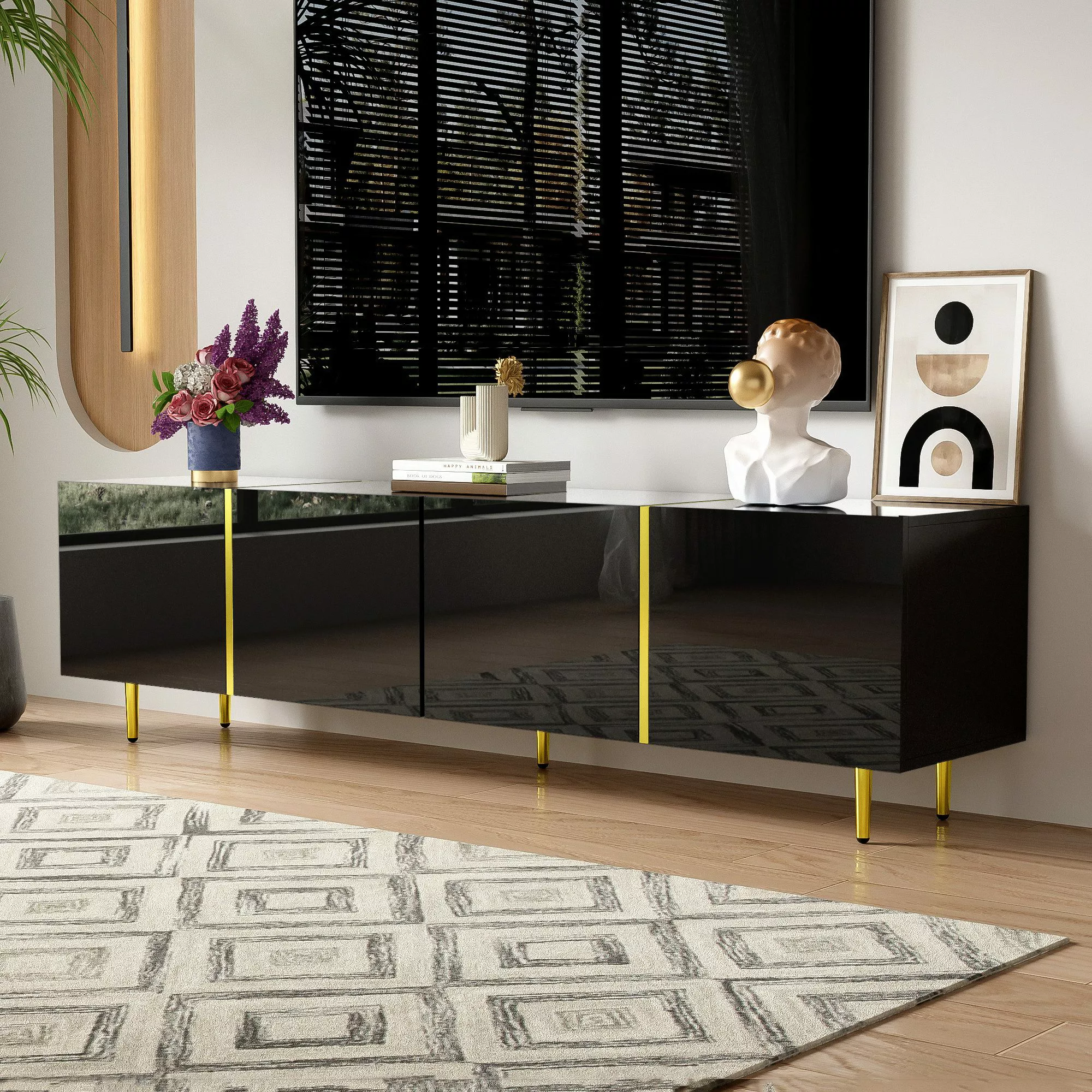 STILVORA Sideboard Lowboard Hochglanz-TV-Schrank Fernsehschrank mit günstig online kaufen