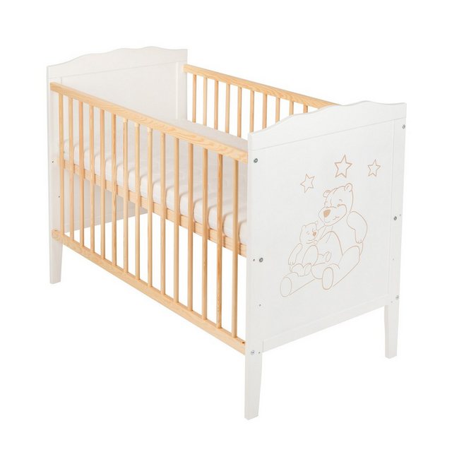 Babyhafen Babybett Komplettbett 60 × 120 White & Natur Schutzgitter Gitterb günstig online kaufen