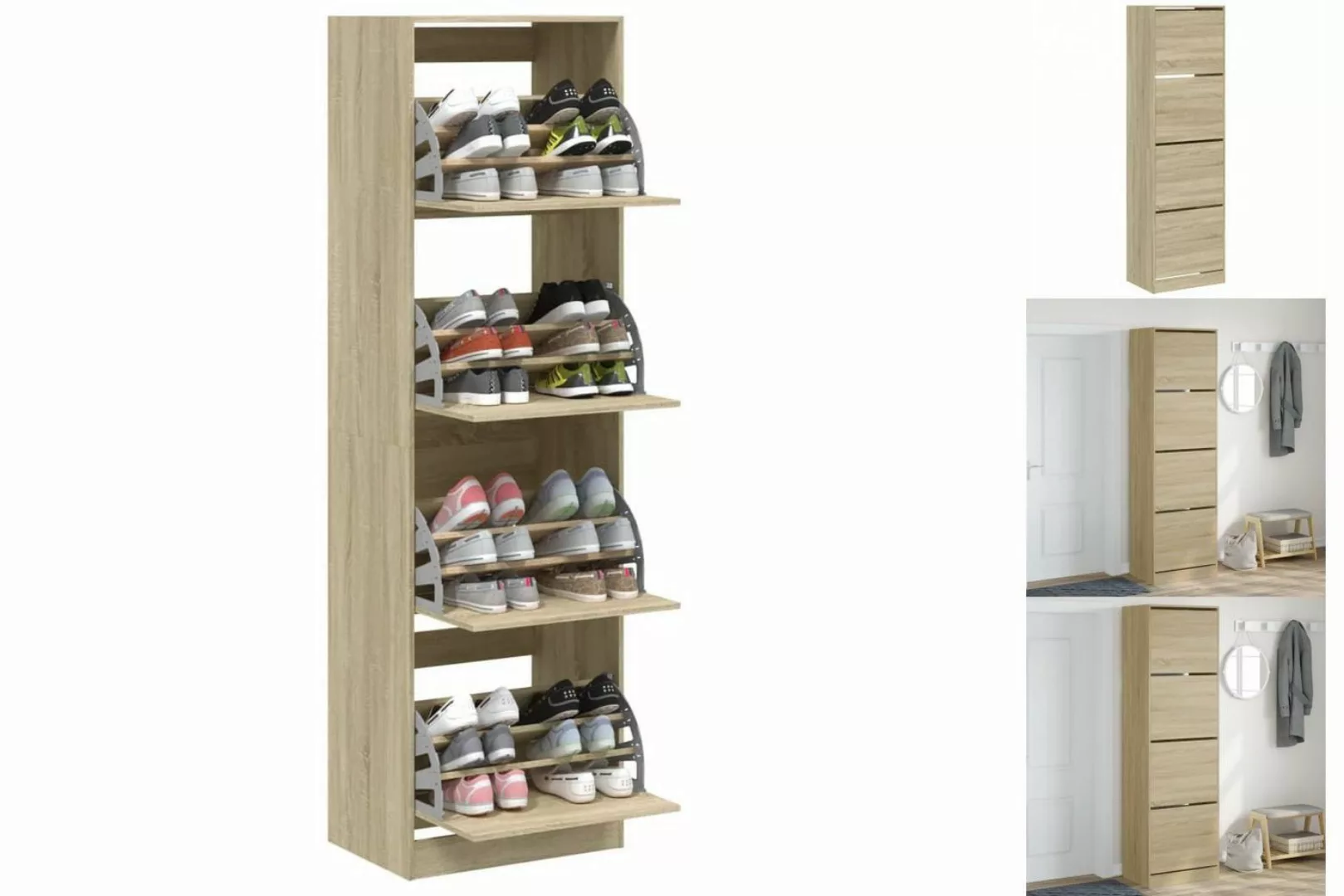 vidaXL Schuhschrank Schuhschrank mit 4 Klappen Betongrau 60x42x204 cm günstig online kaufen