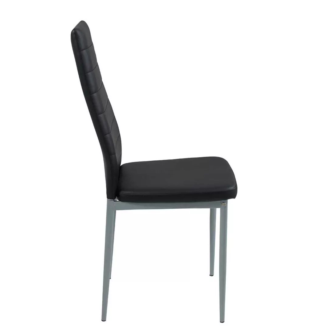 Esstisch Stühle in Schwarz Kunstleder hoher Lehne (2er Set) günstig online kaufen
