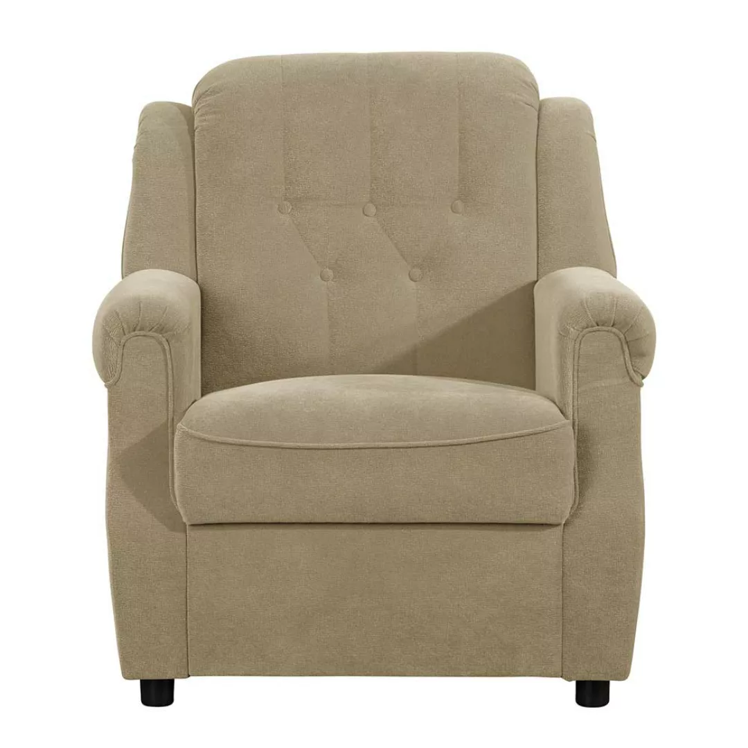 Sessel Beige Flockstoff im klassischen Stil das Wohnzimmer günstig online kaufen