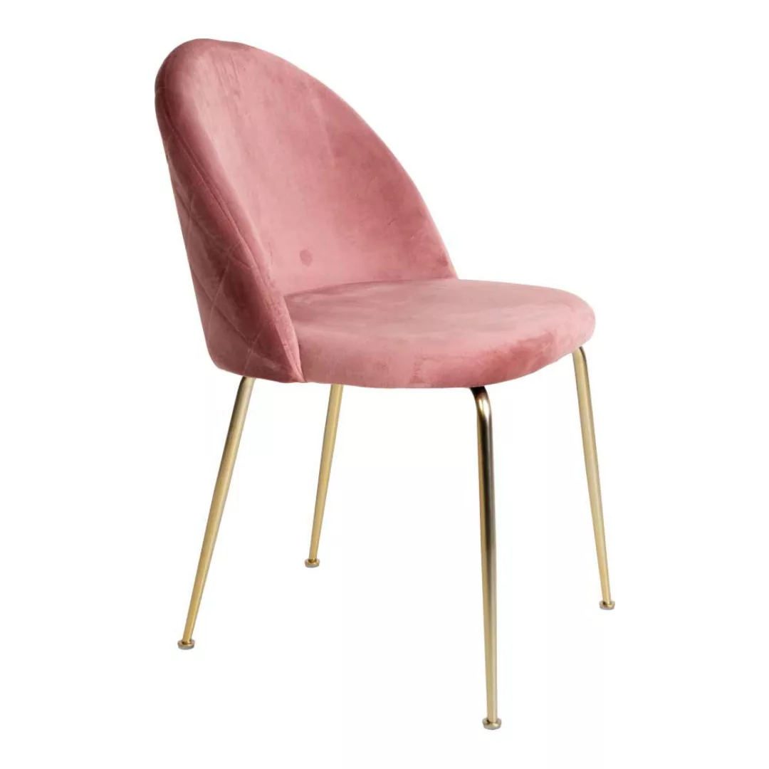 Samt Stühle in Rosa Metallgestell in Messingfarben (2er Set) günstig online kaufen