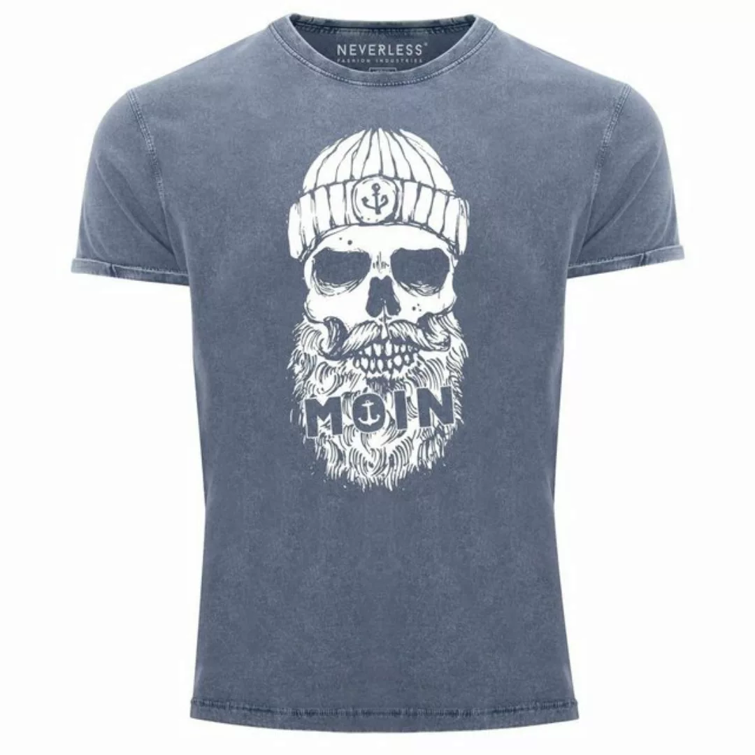 Neverless Print-Shirt Herren Vintage Shirt Moin Totenkopf Anker Skull Print günstig online kaufen