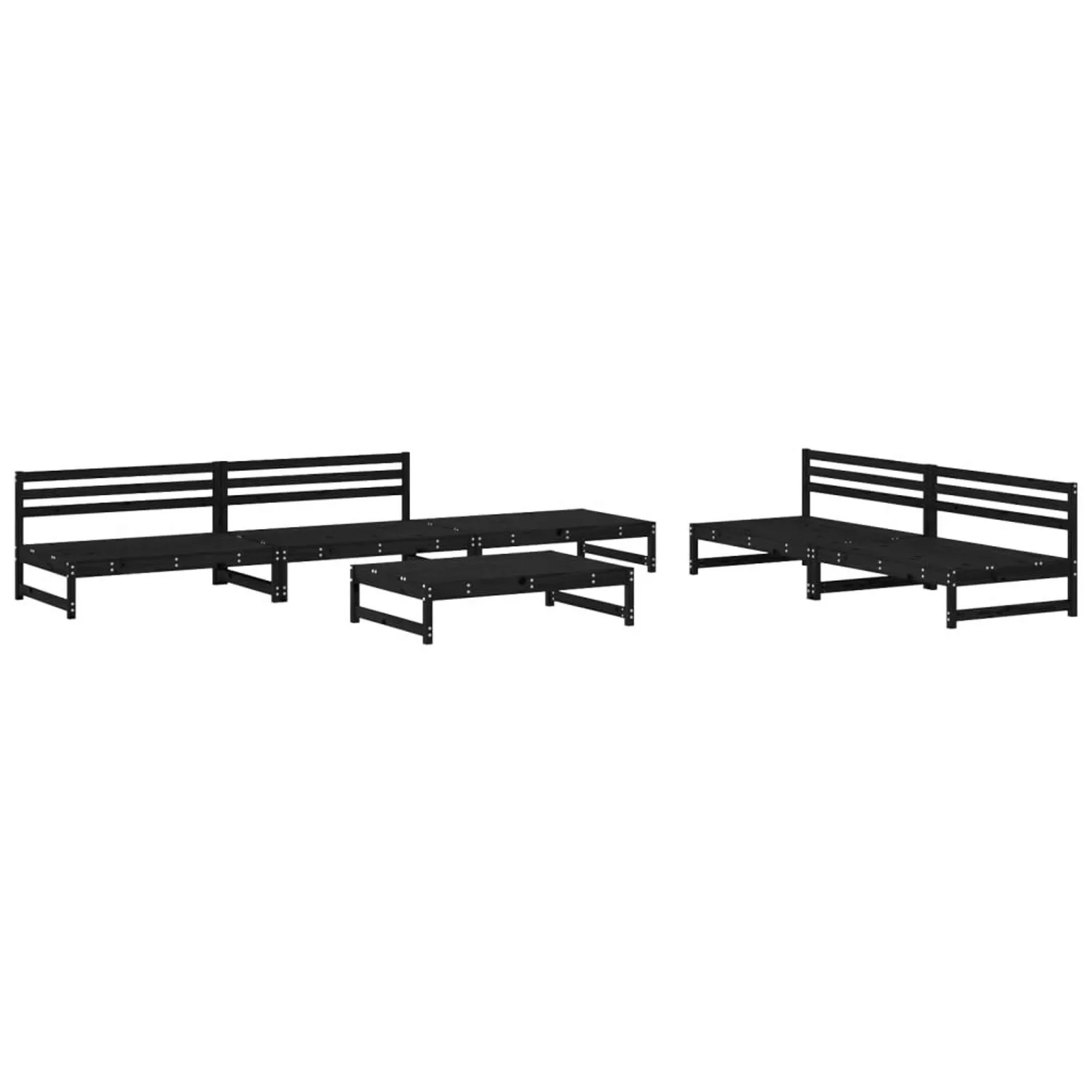 vidaXL 6-tlg Garten-Lounge-Set Schwarz Massivholz Kiefer Modell 23 günstig online kaufen